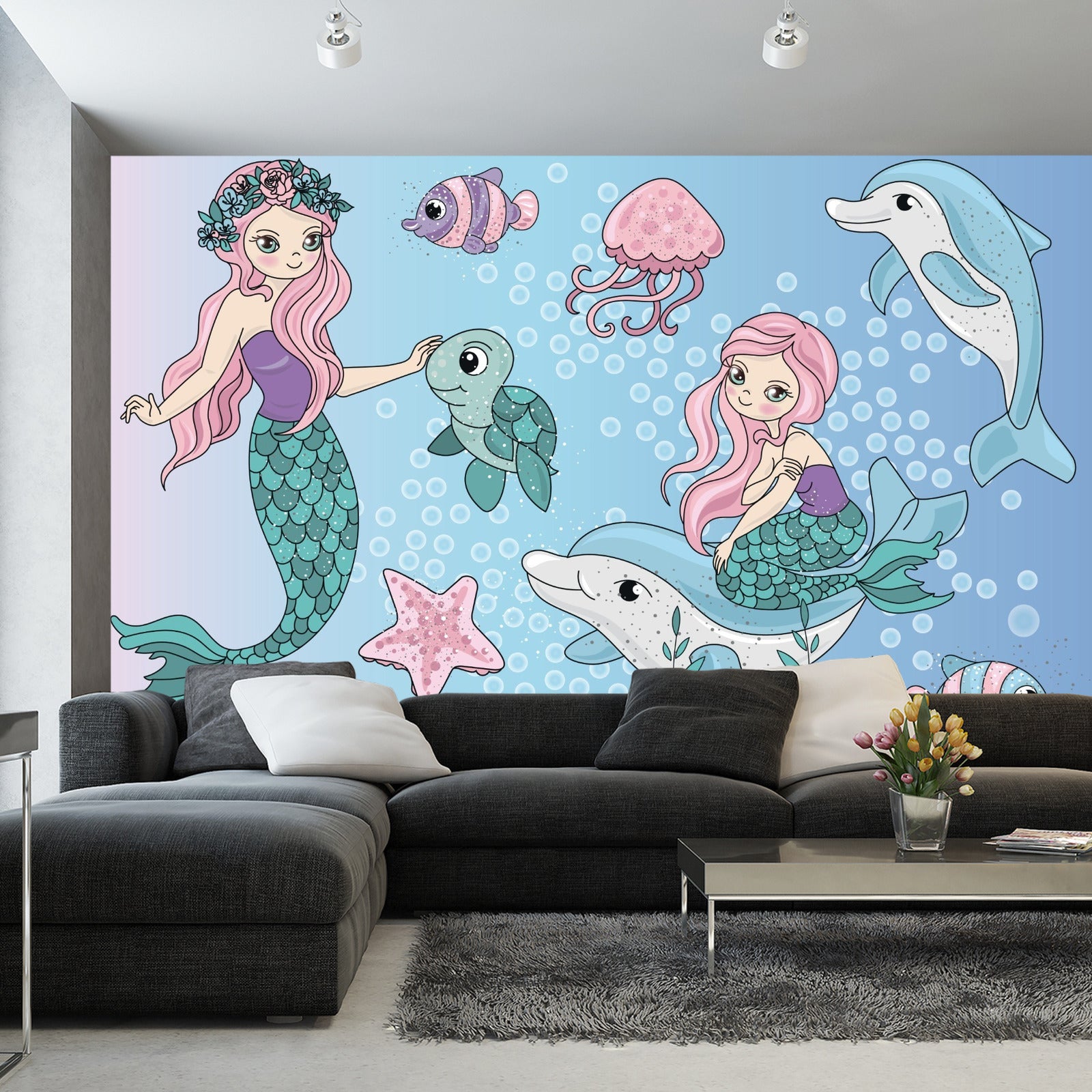 Fototapet Havfruer Med Sjødyr