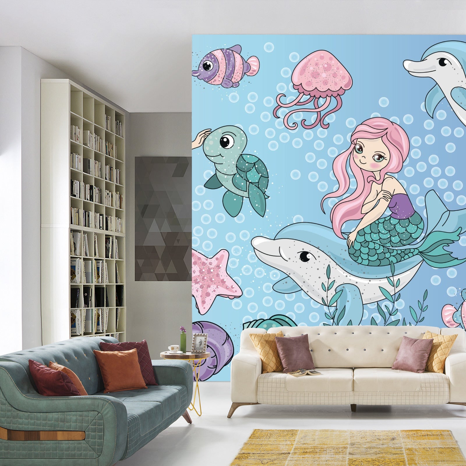 Fototapet Havfruer Med Sjødyr