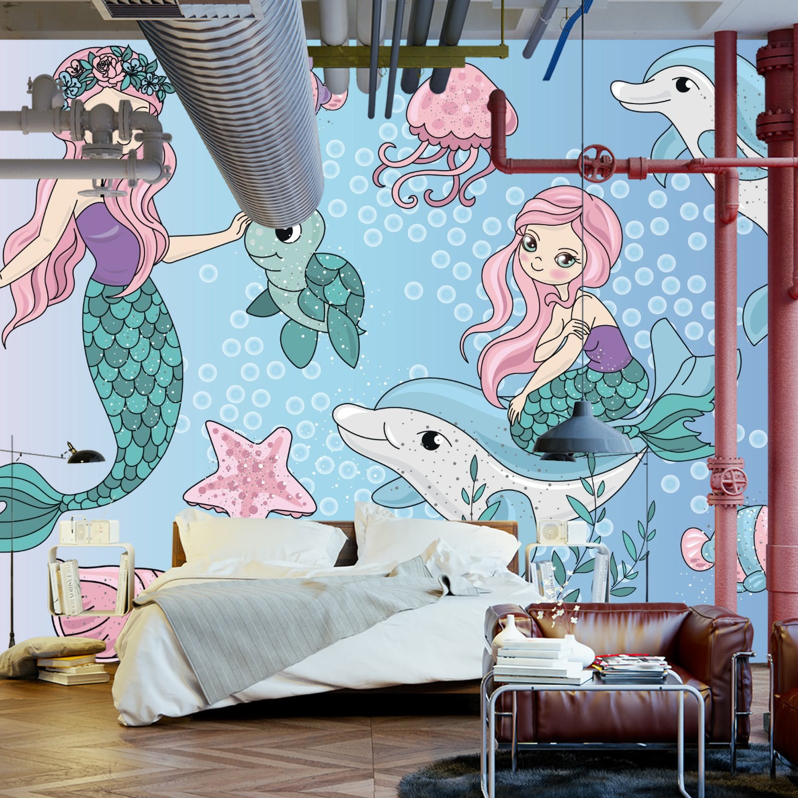 Fototapet Havfruer Med Sjødyr