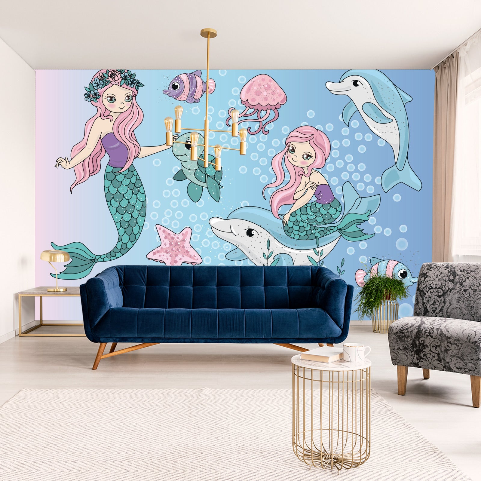 Fototapet Havfruer Med Sjødyr