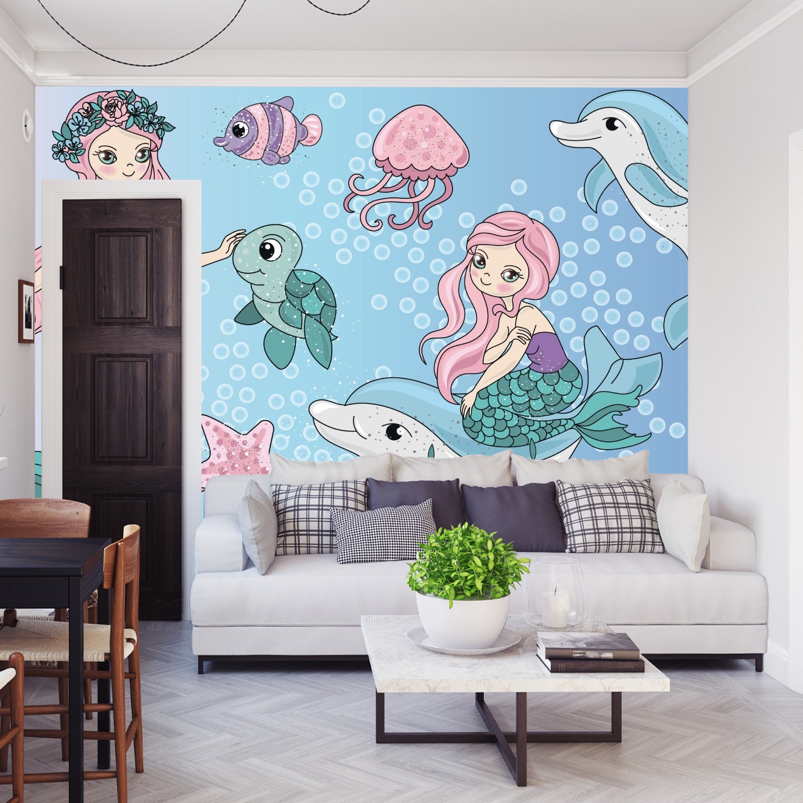 Fototapet Havfruer Med Sjødyr