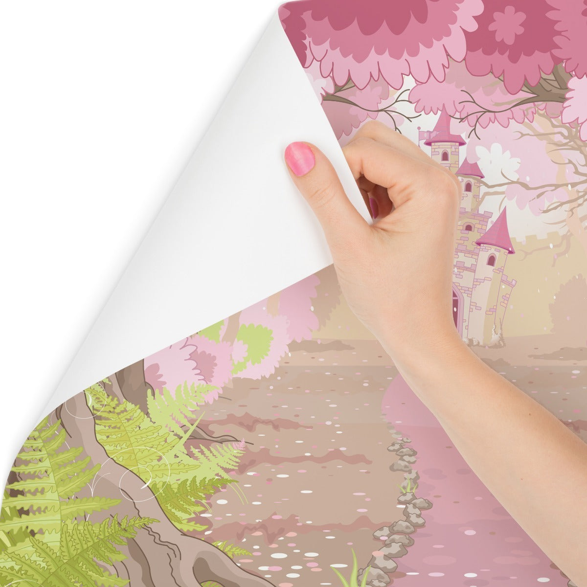 Fototapet Slott I Den Rosa Skogen