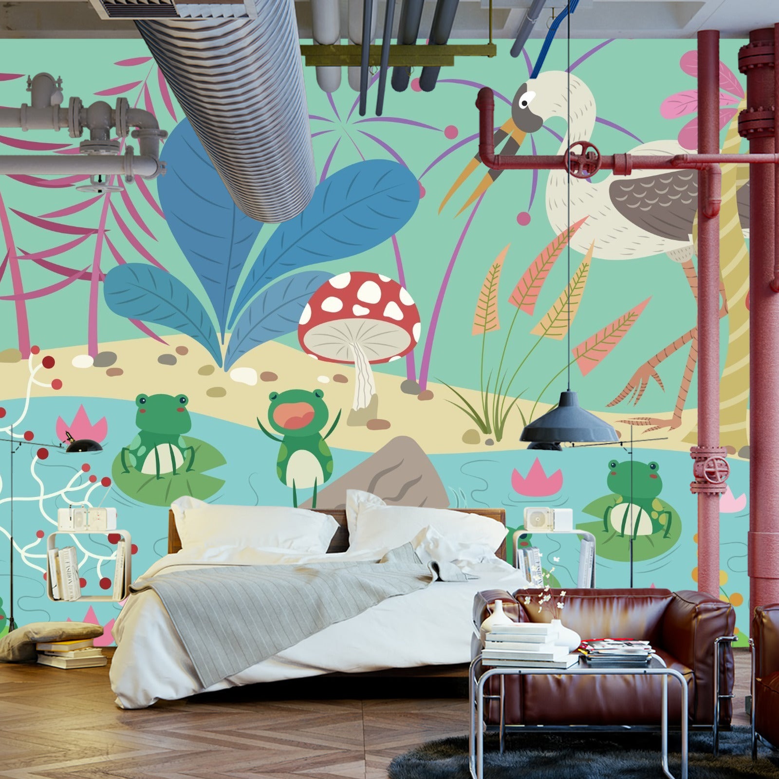 Fototapet Eventyrfrosker I Dammen