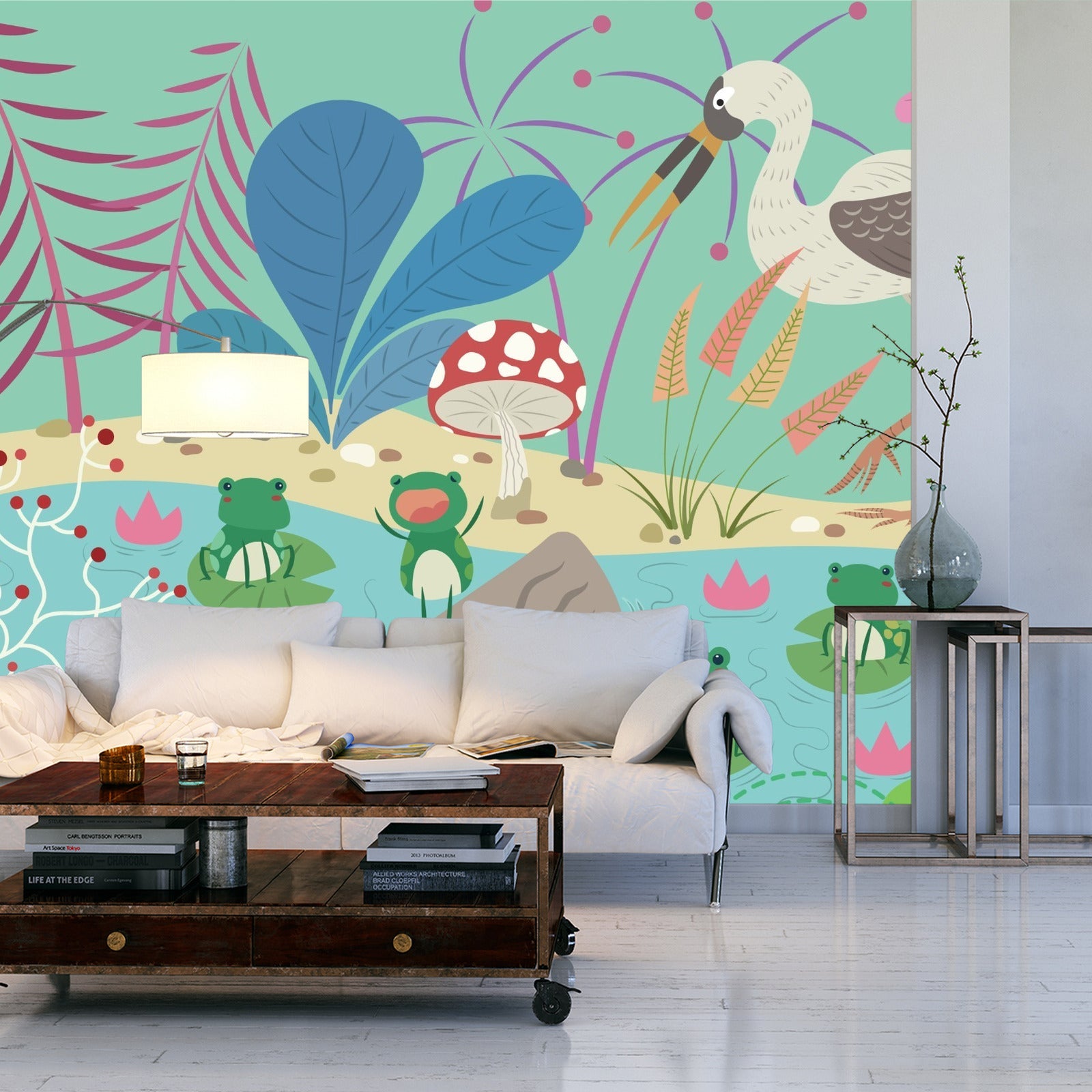 Fototapet Eventyrfrosker I Dammen