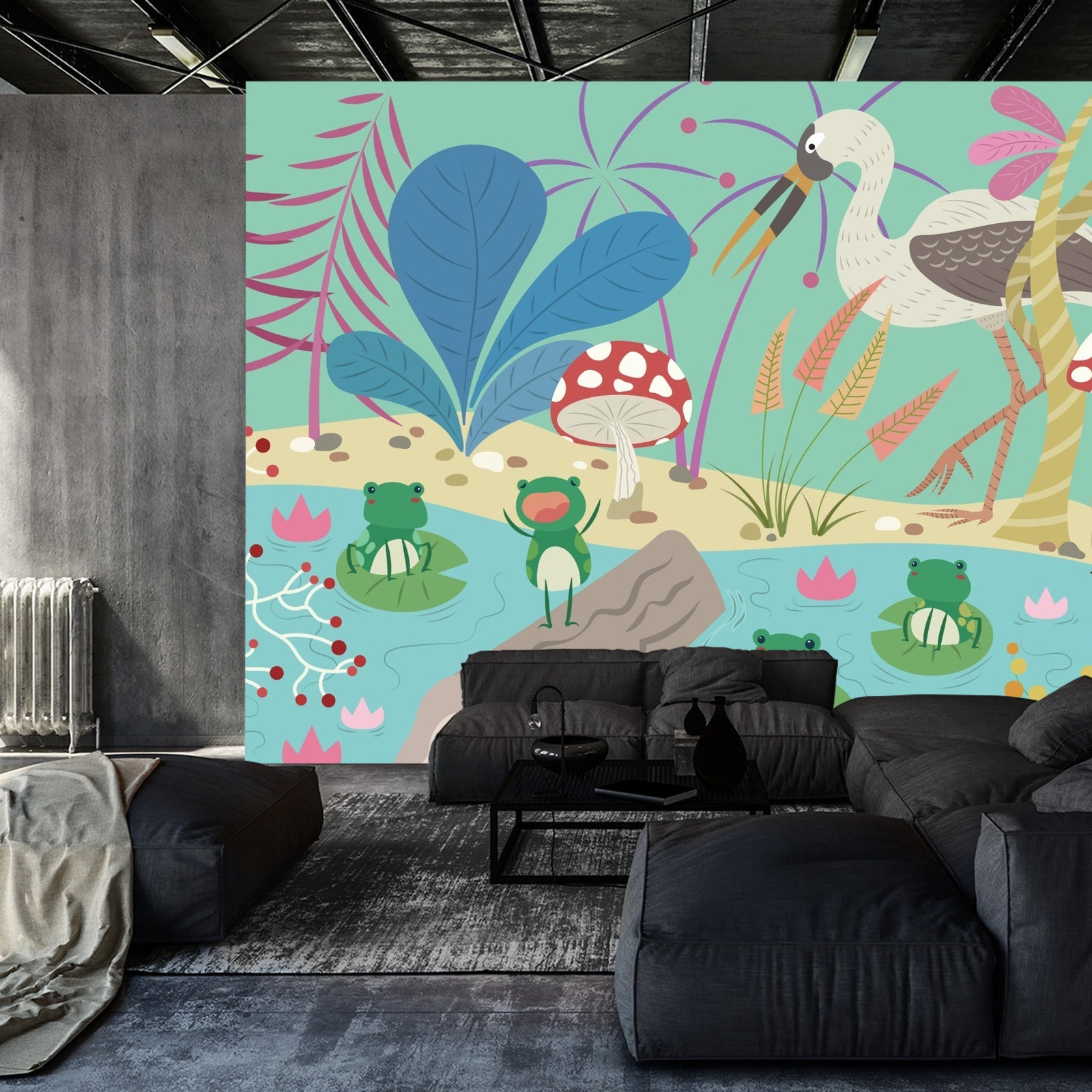 Fototapet Eventyrfrosker I Dammen