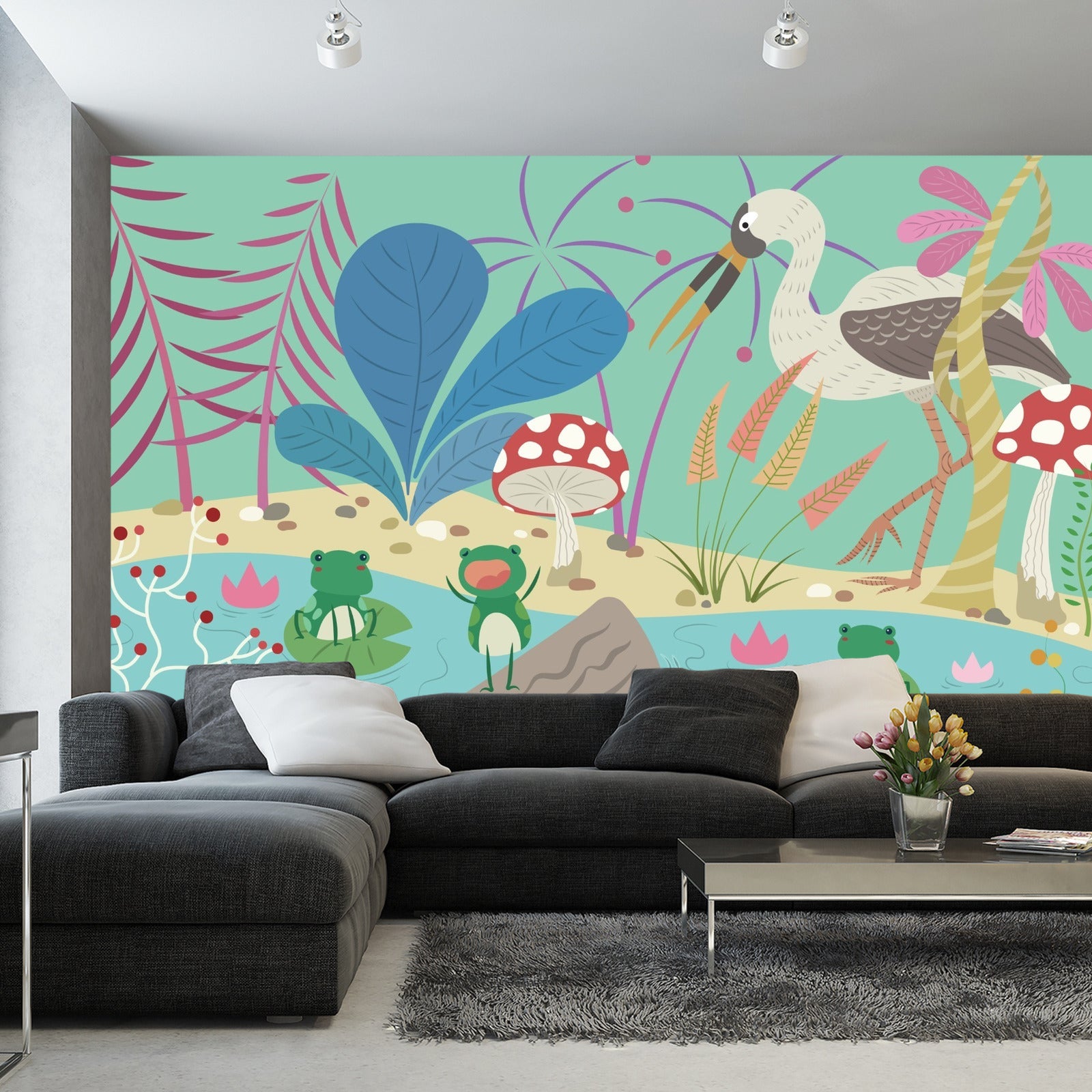 Fototapet Eventyrfrosker I Dammen