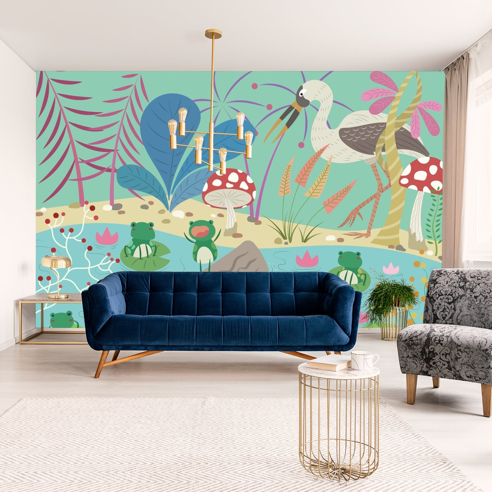 Fototapet Eventyrfrosker I Dammen