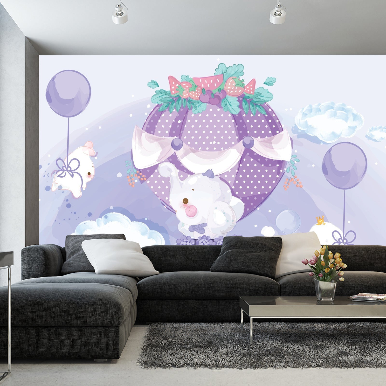 Fototapet Eventyrdyr Med Ballonger