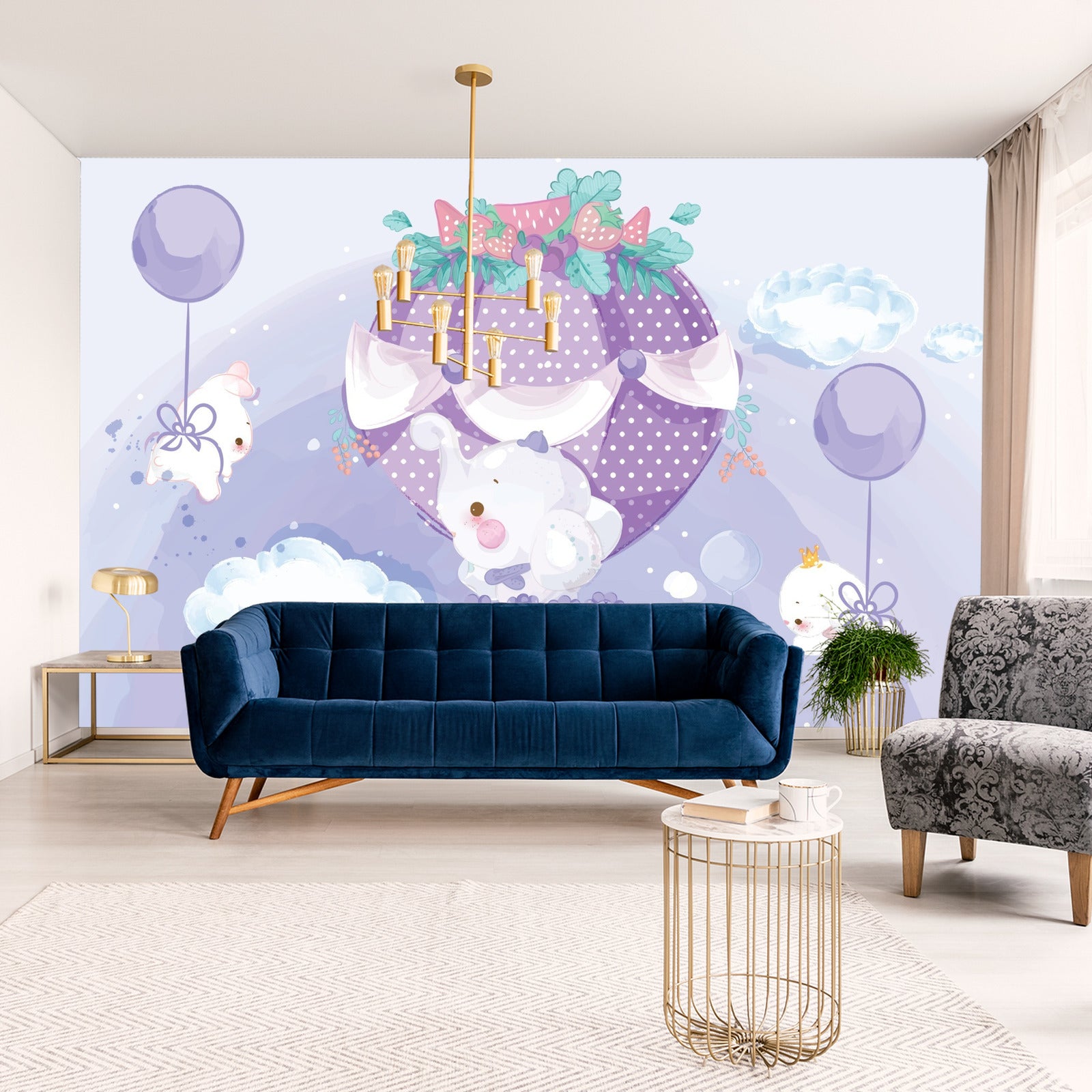 Fototapet Eventyrdyr Med Ballonger