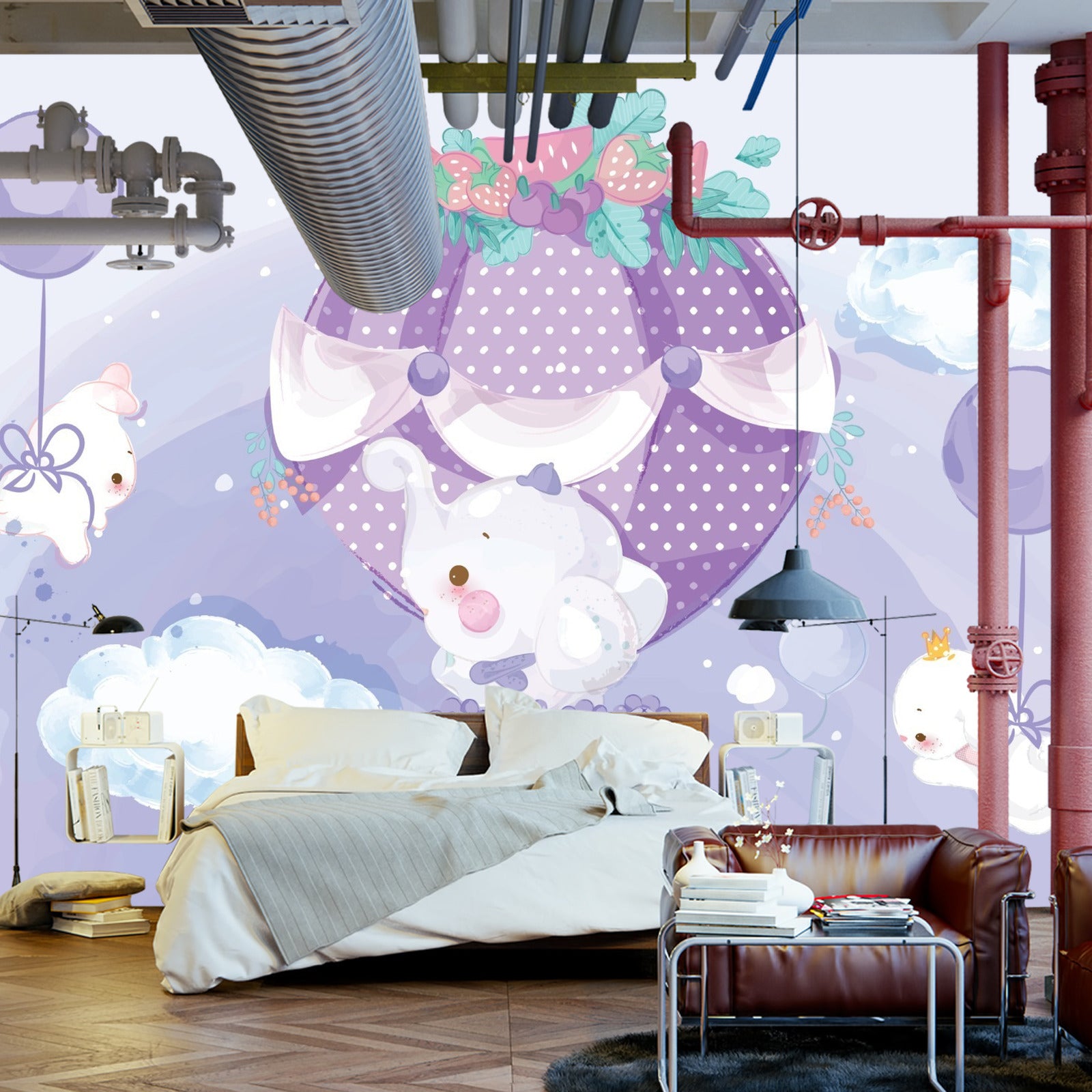 Fototapet Eventyrdyr Med Ballonger