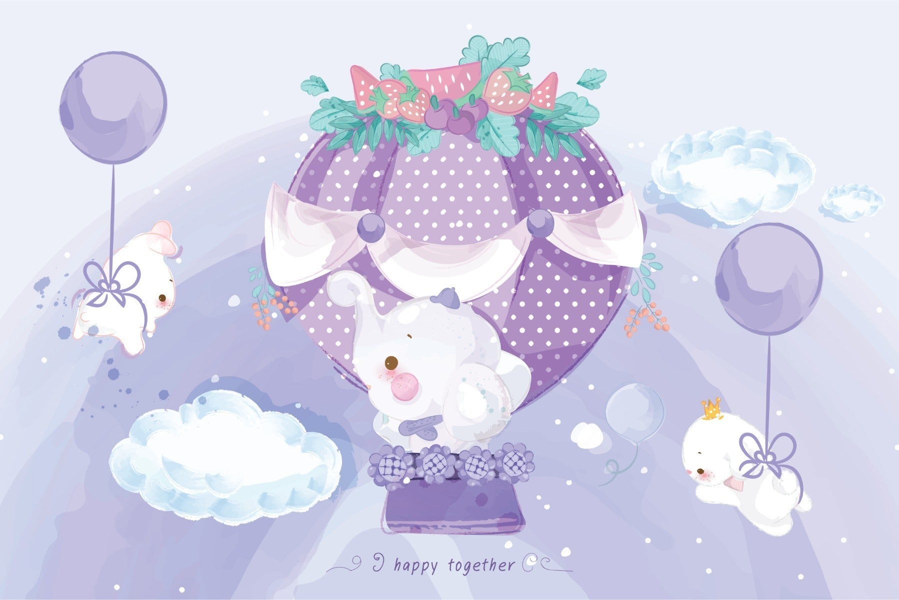 Fototapet Eventyrdyr Med Ballonger