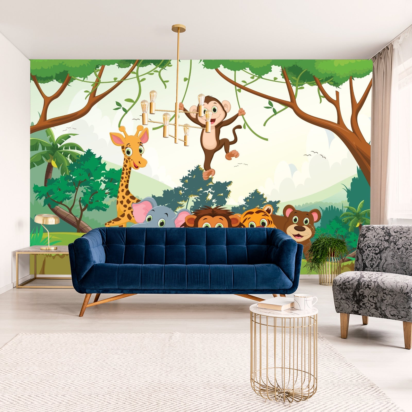 Fototapet Glade Dyr I Jungelen