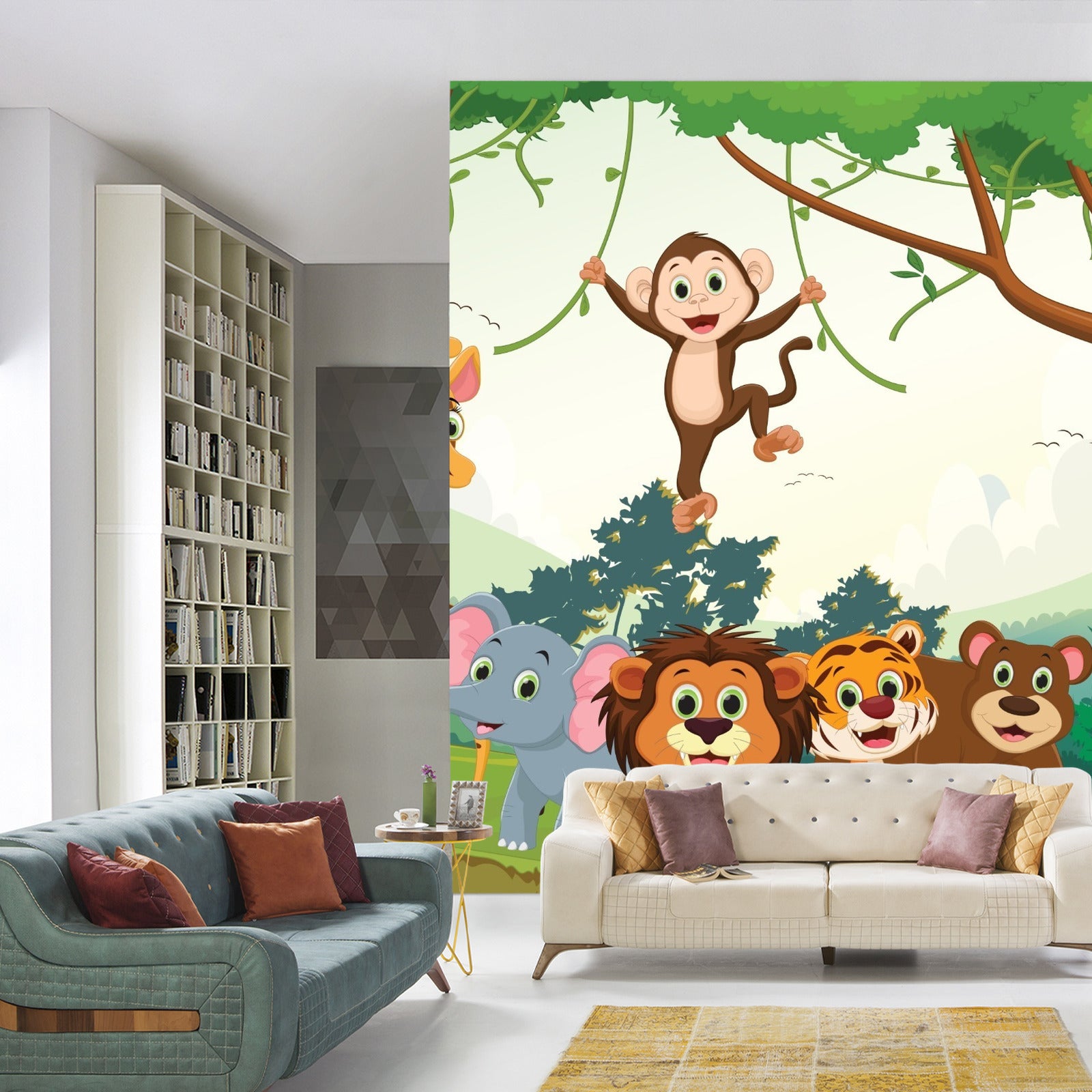 Fototapet Glade Dyr I Jungelen