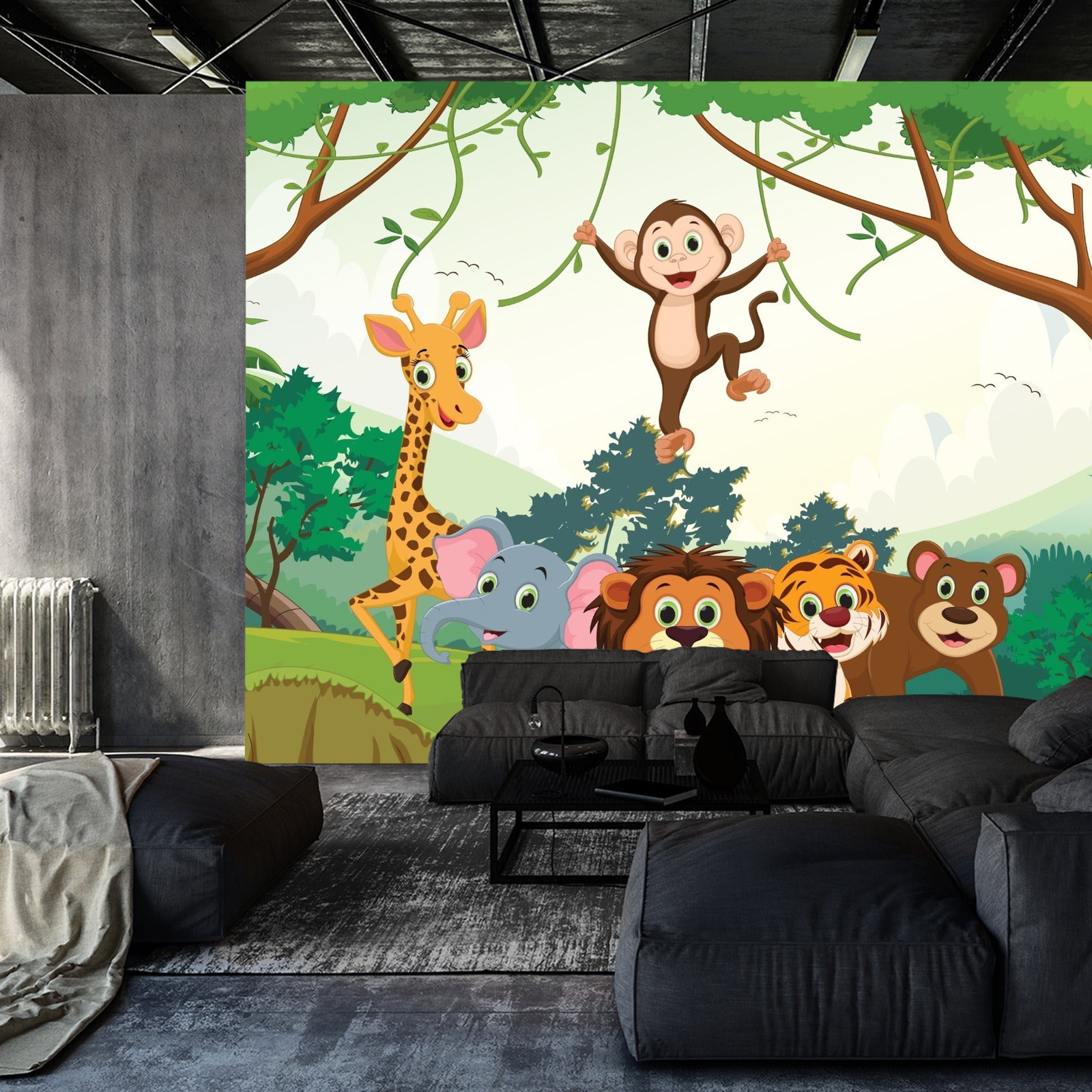 Fototapet Glade Dyr I Jungelen