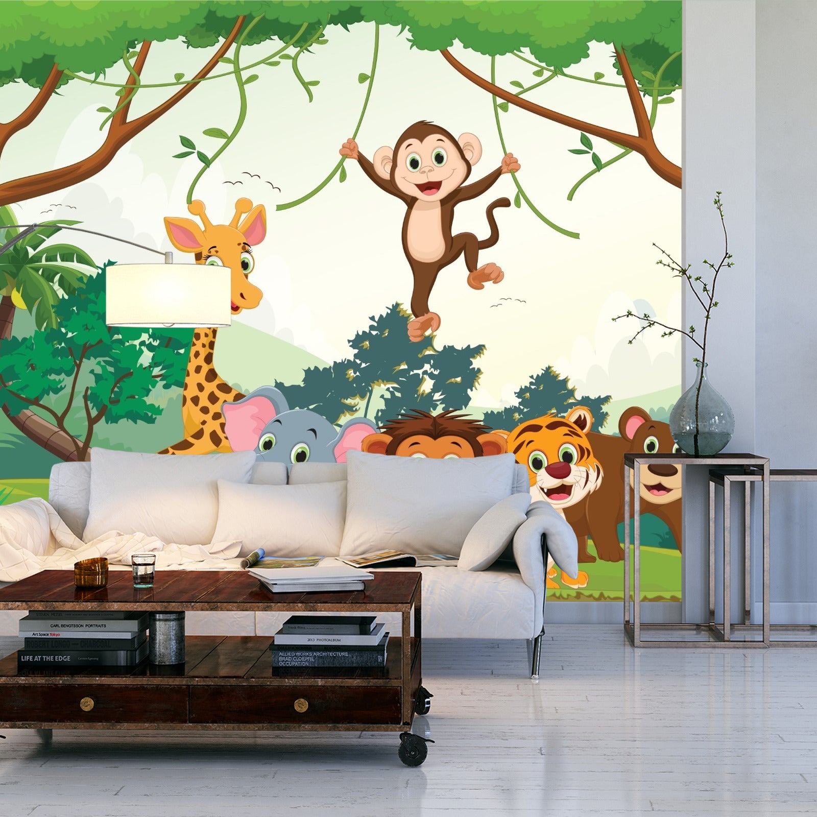 Fototapet Glade Dyr I Jungelen