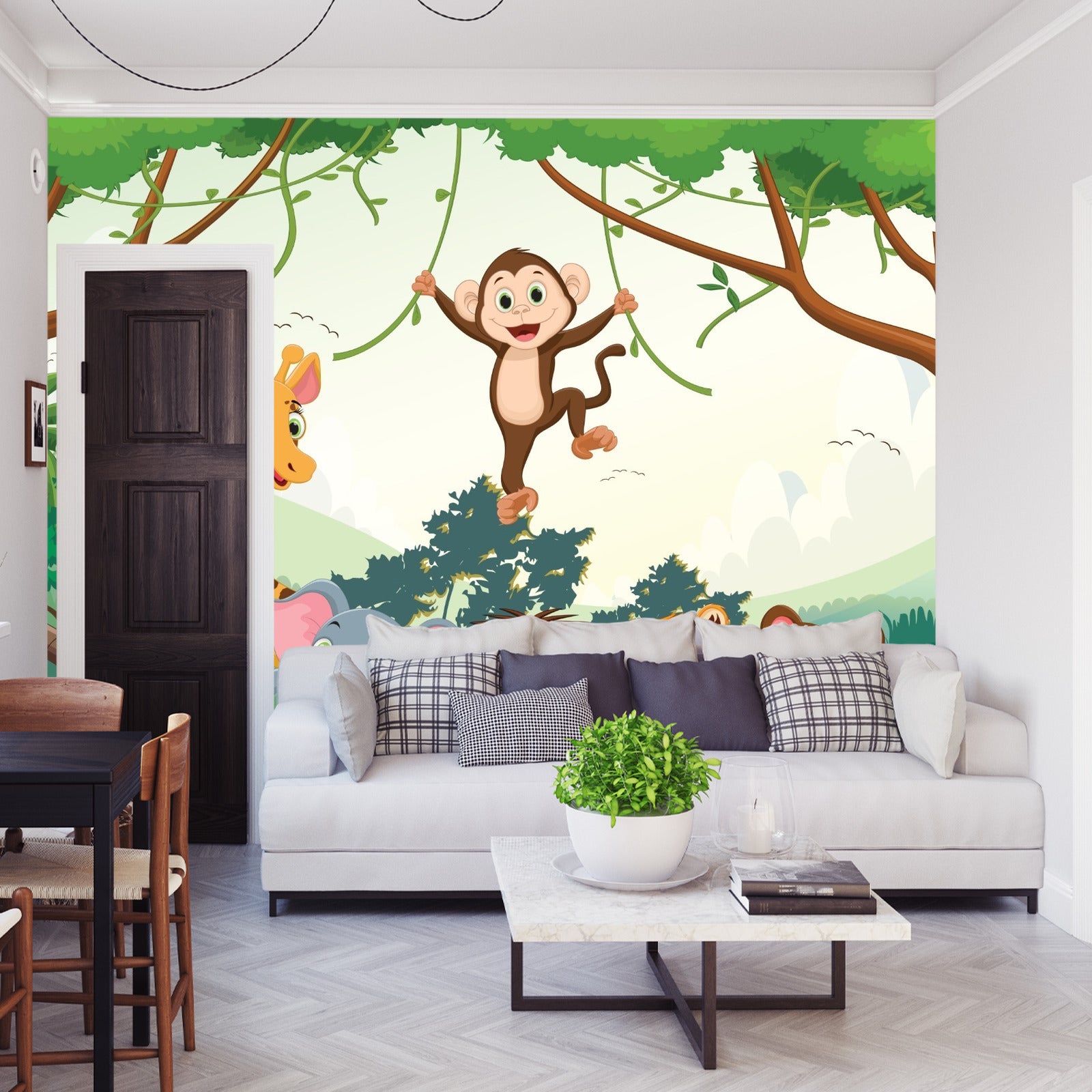 Fototapet Glade Dyr I Jungelen