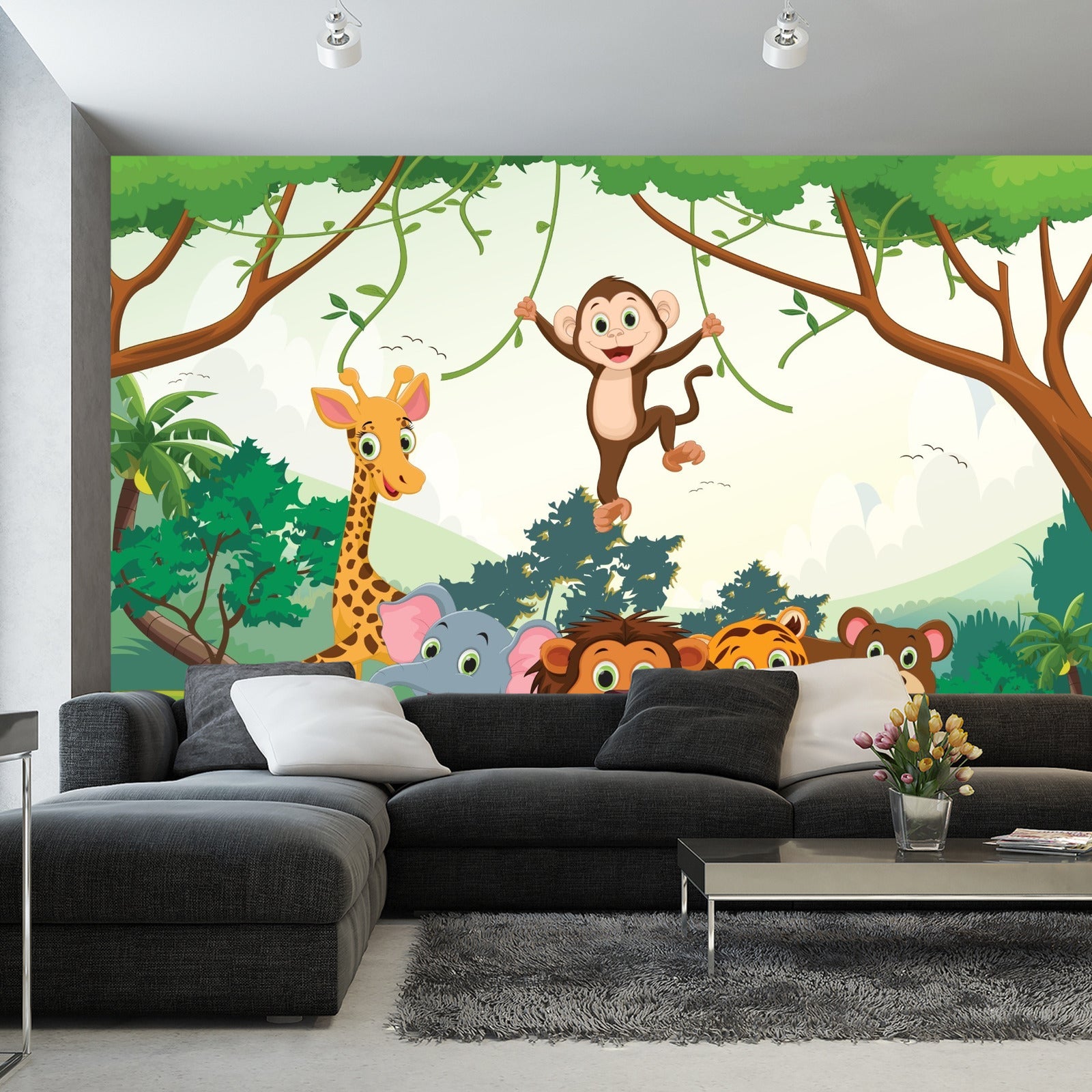 Fototapet Glade Dyr I Jungelen