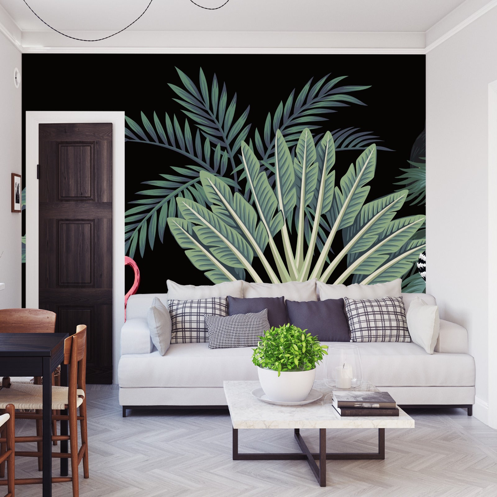 Fototapet Eksotiske Dyr Blant Palmer