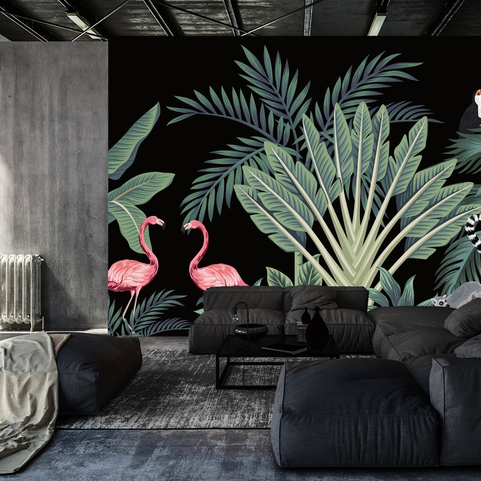 Fototapet Eksotiske Dyr Blant Palmer