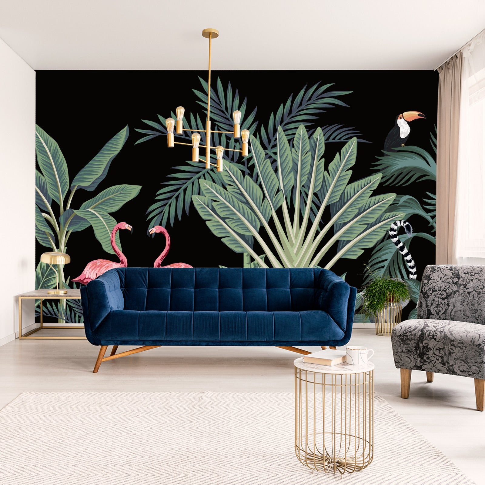 Fototapet Eksotiske Dyr Blant Palmer