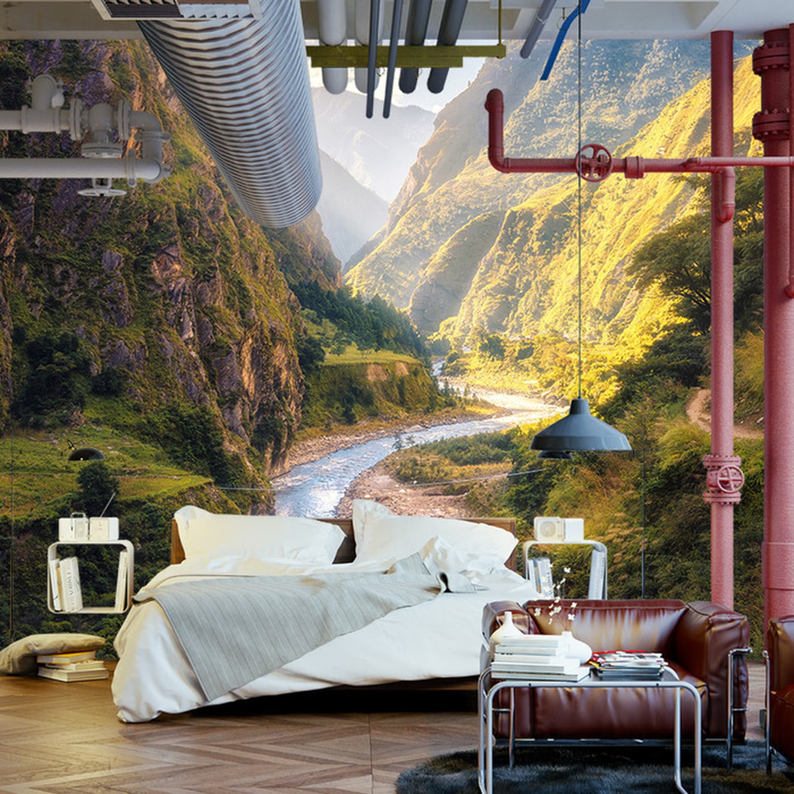 Fototapet Skogsfjell