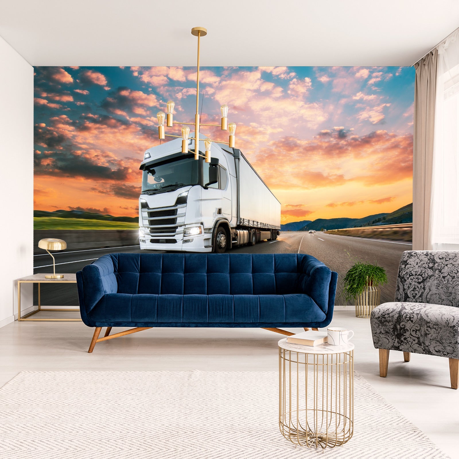 Fototapet Lastebil Med Vakker Himmel