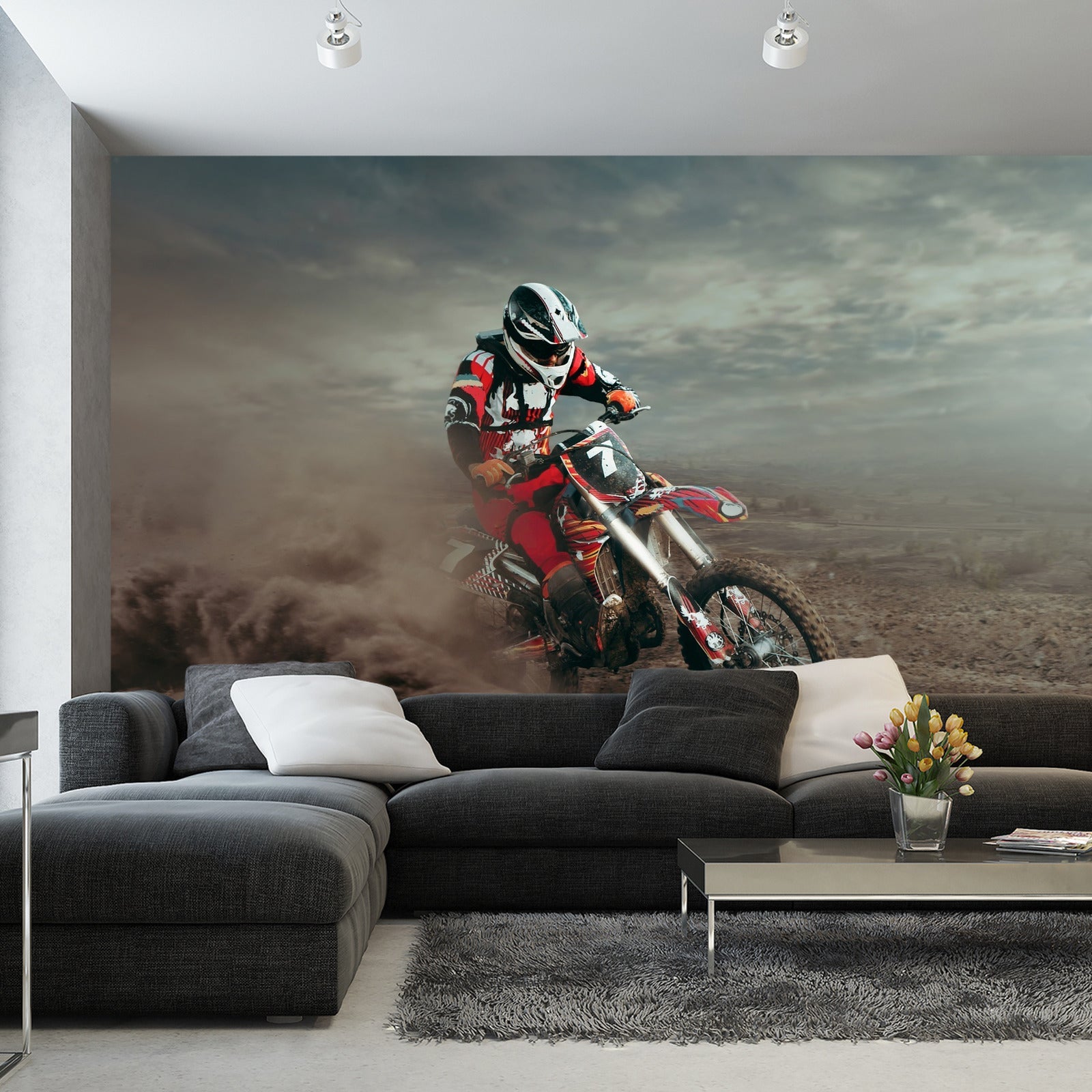 Fototapet Motocross-Rytter I Ørkenen