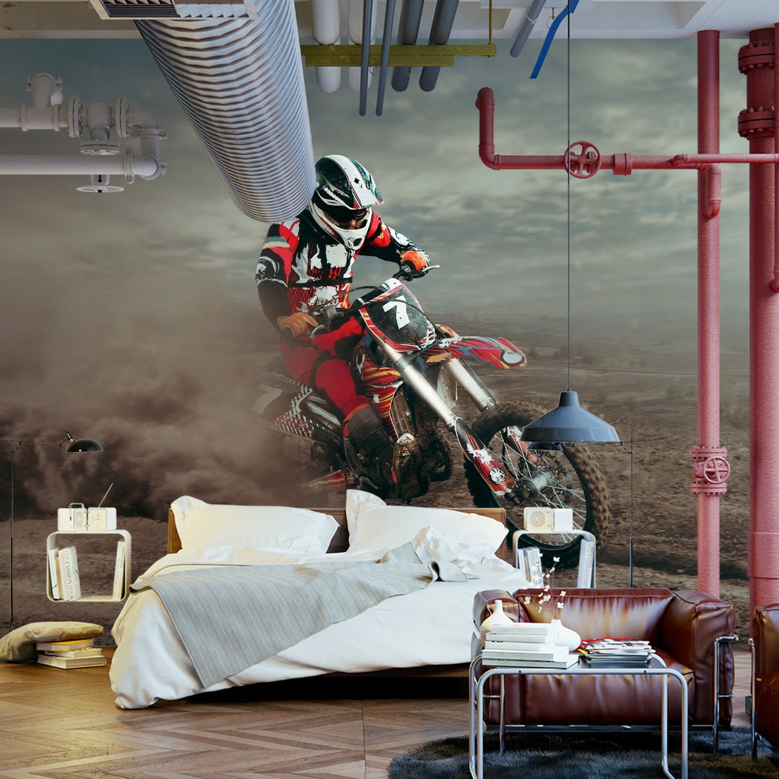 Fototapet Motocross-Rytter I Ørkenen