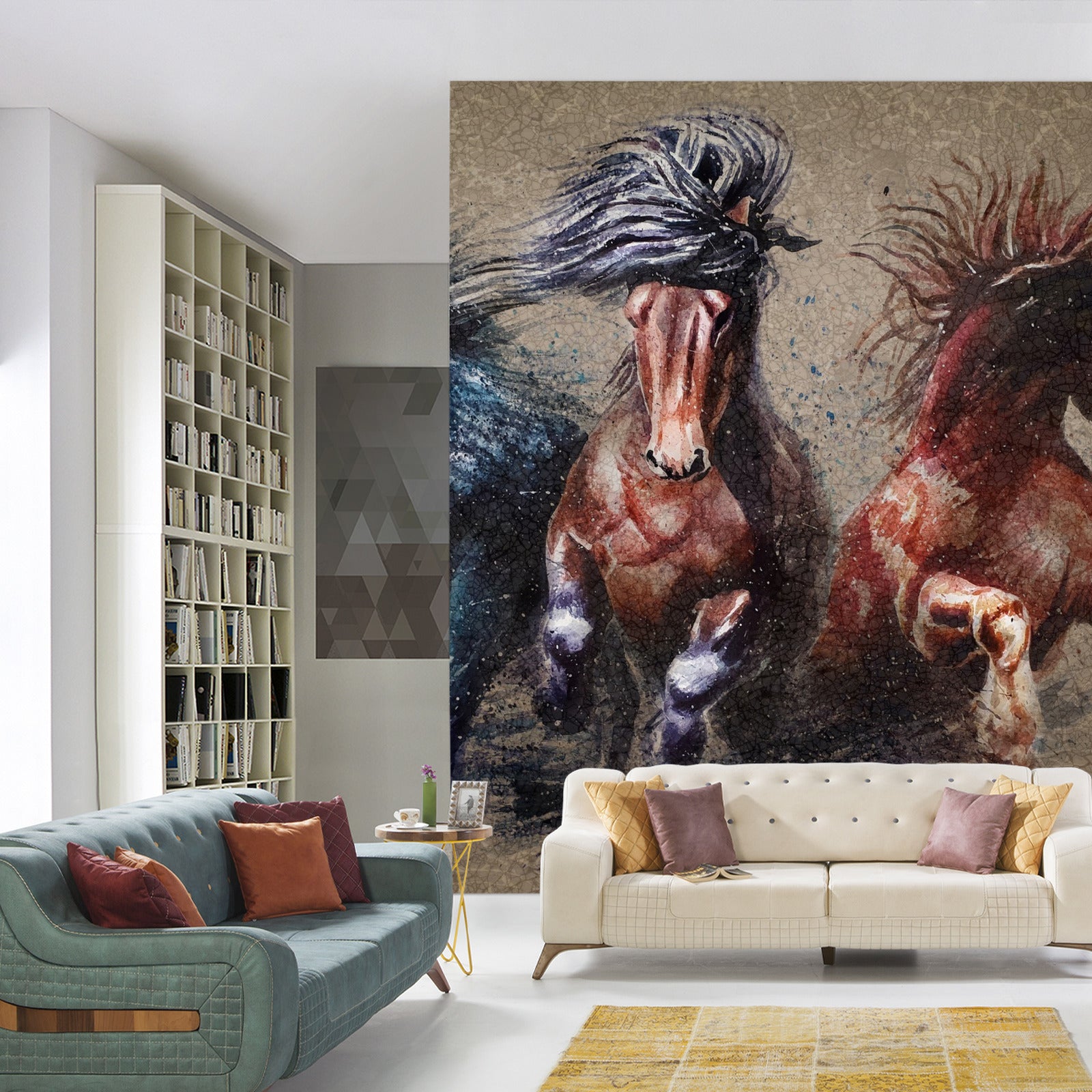 Fototapet Tre Løpende Hester