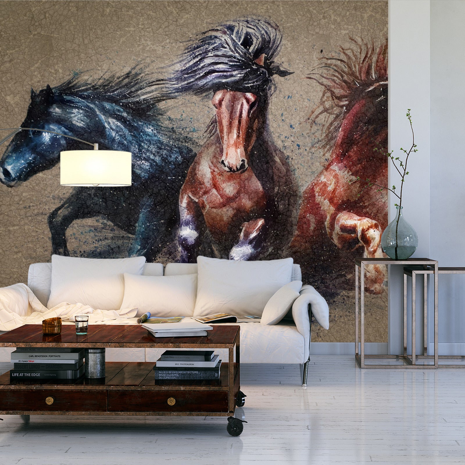 Fototapet Tre Løpende Hester