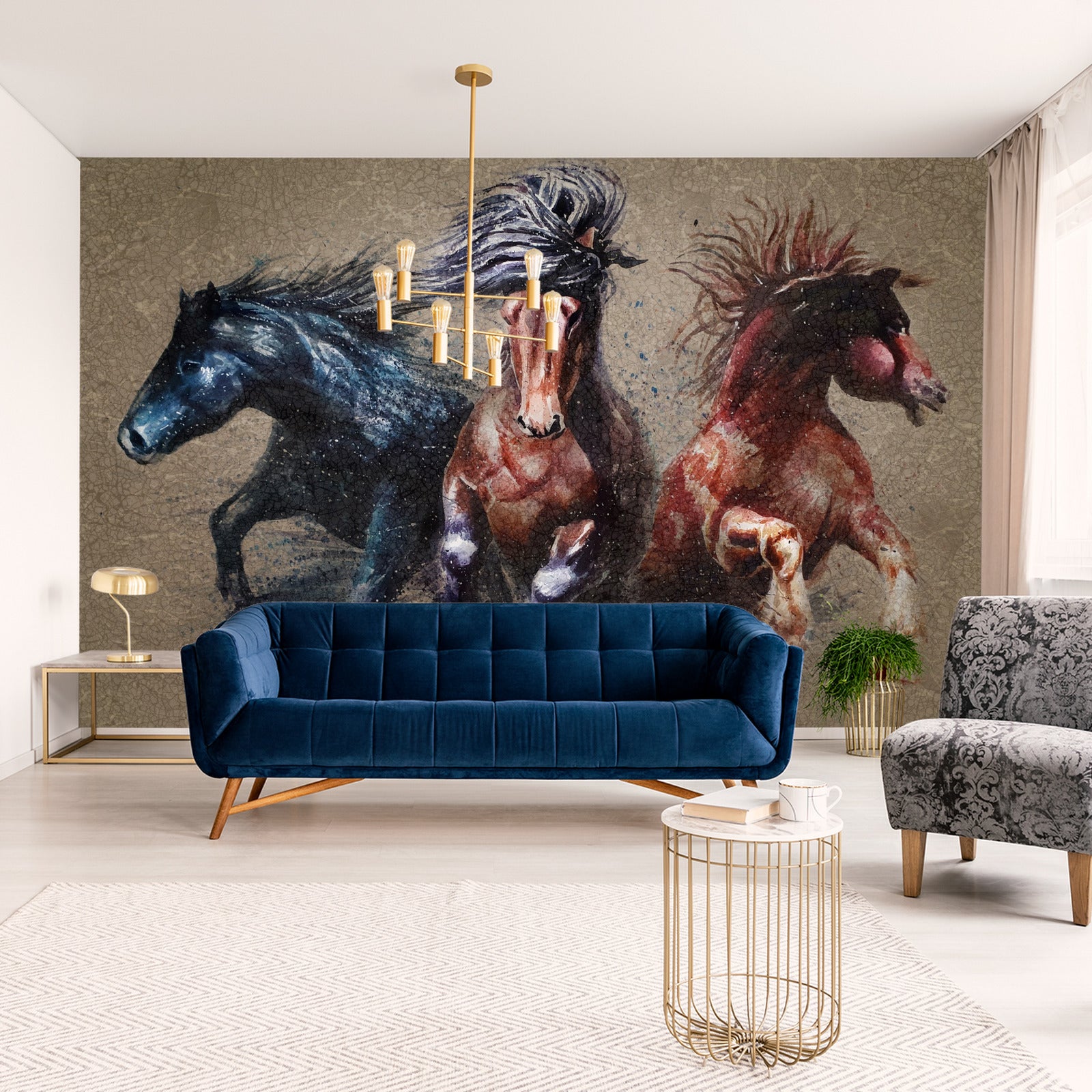 Fototapet Tre Løpende Hester