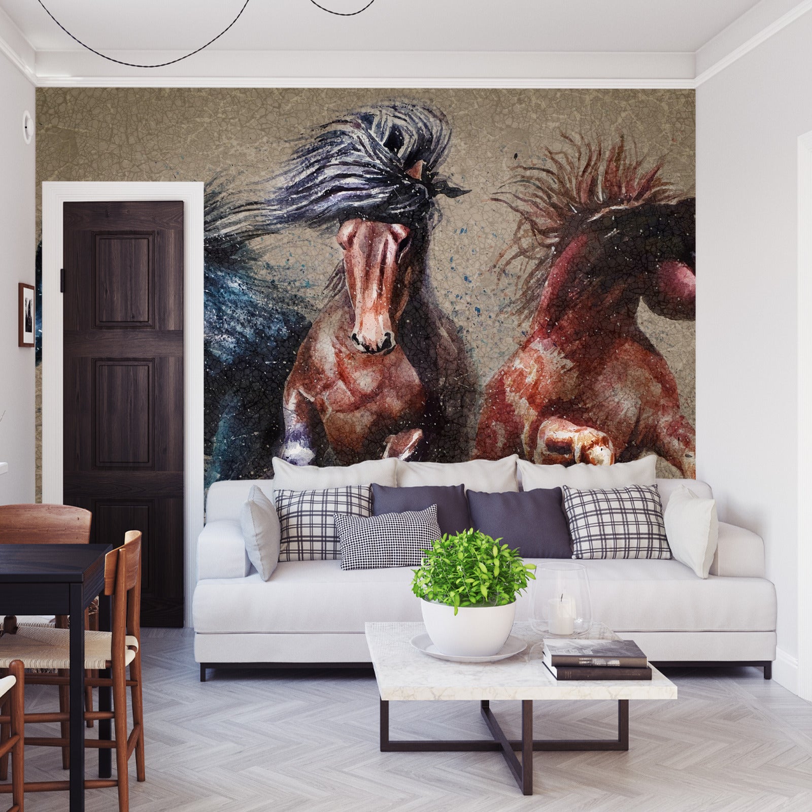 Fototapet Tre Løpende Hester