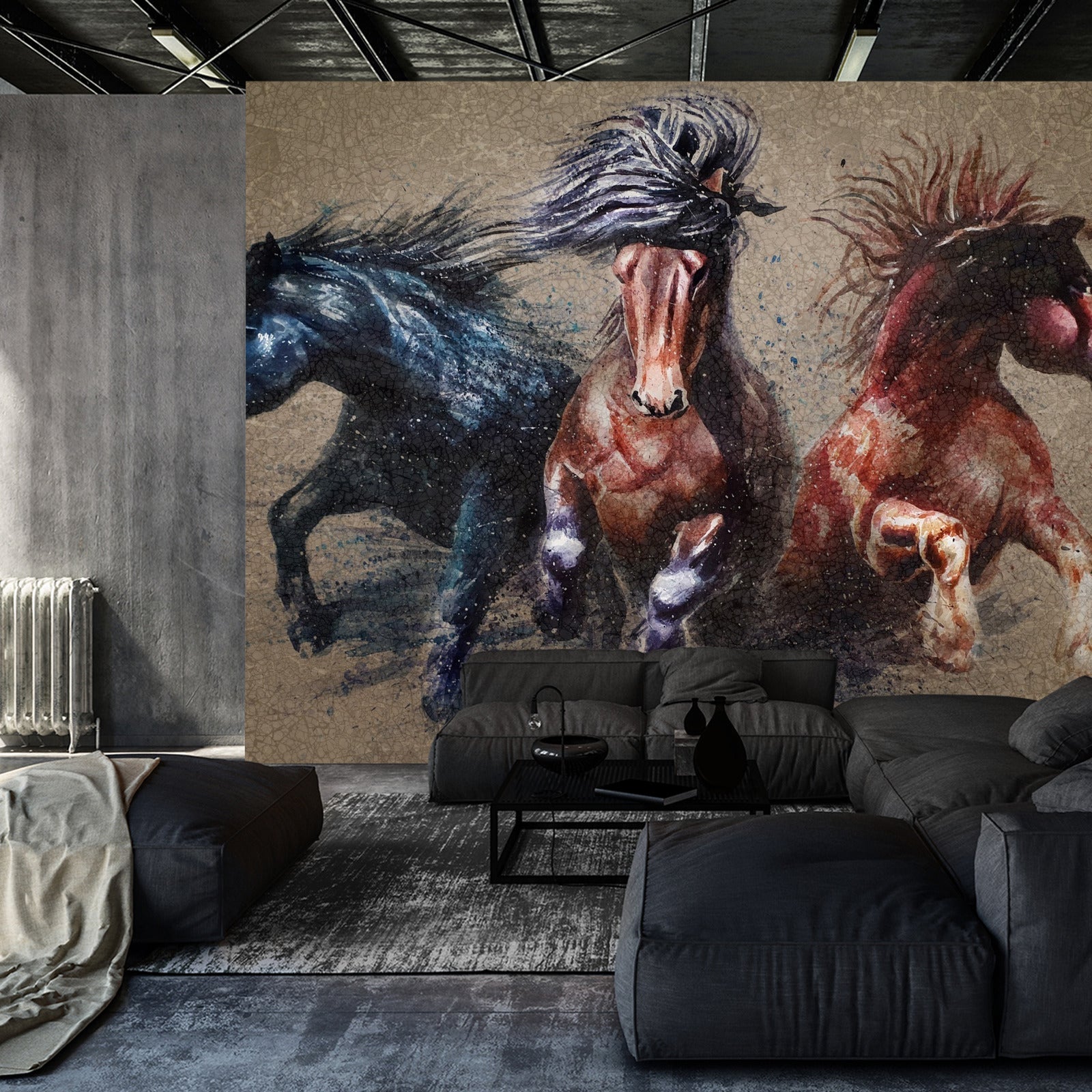 Fototapet Tre Løpende Hester