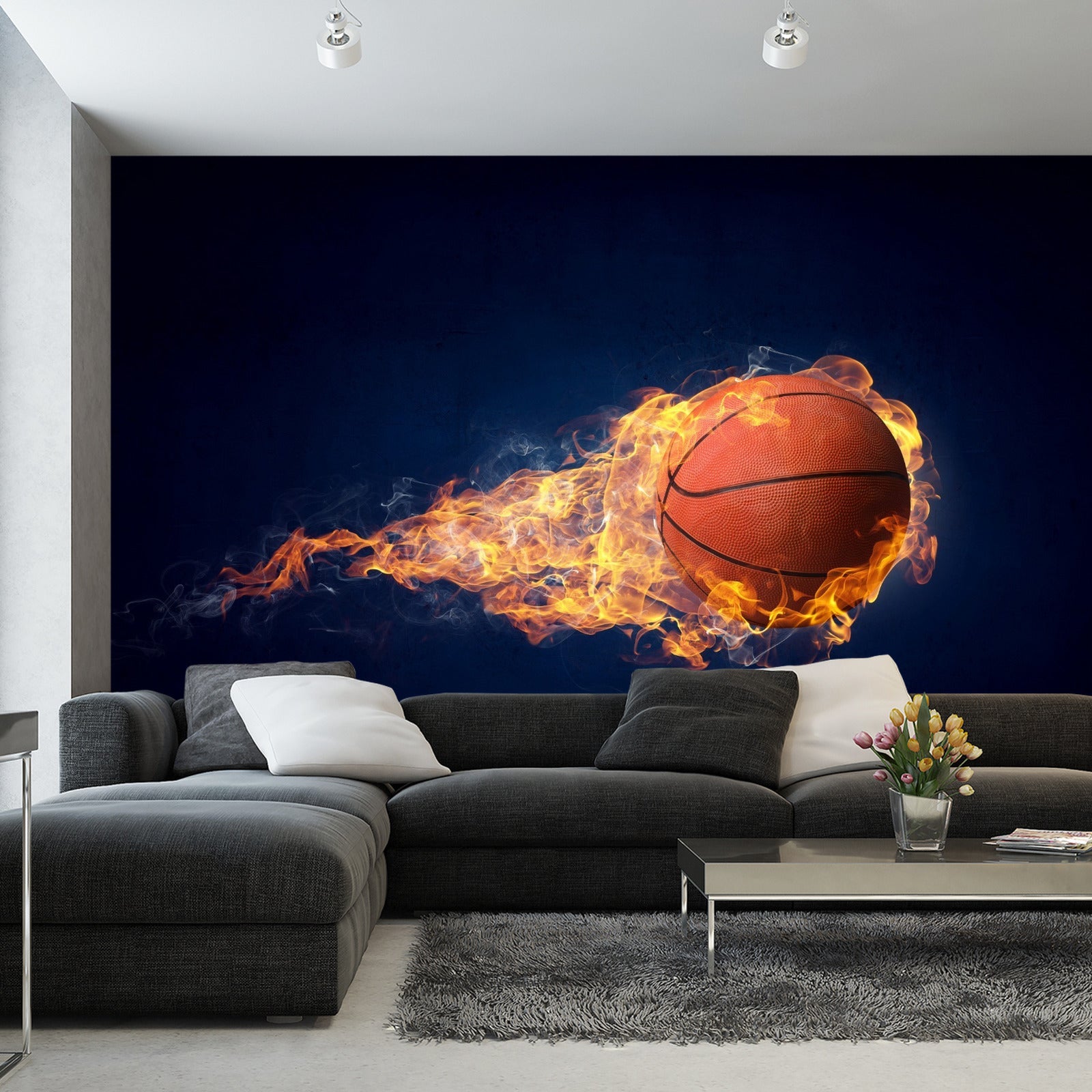 Fototapet Brennende Basketballball
