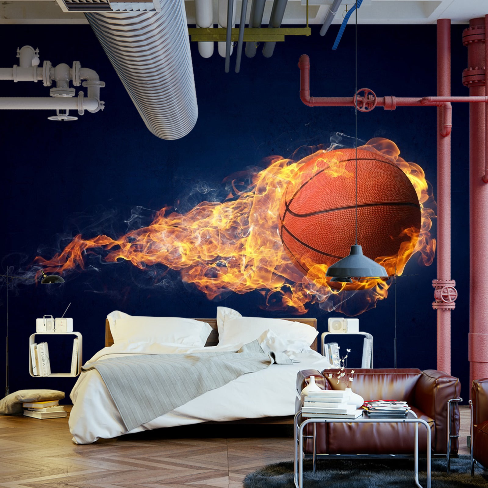 Fototapet Brennende Basketballball