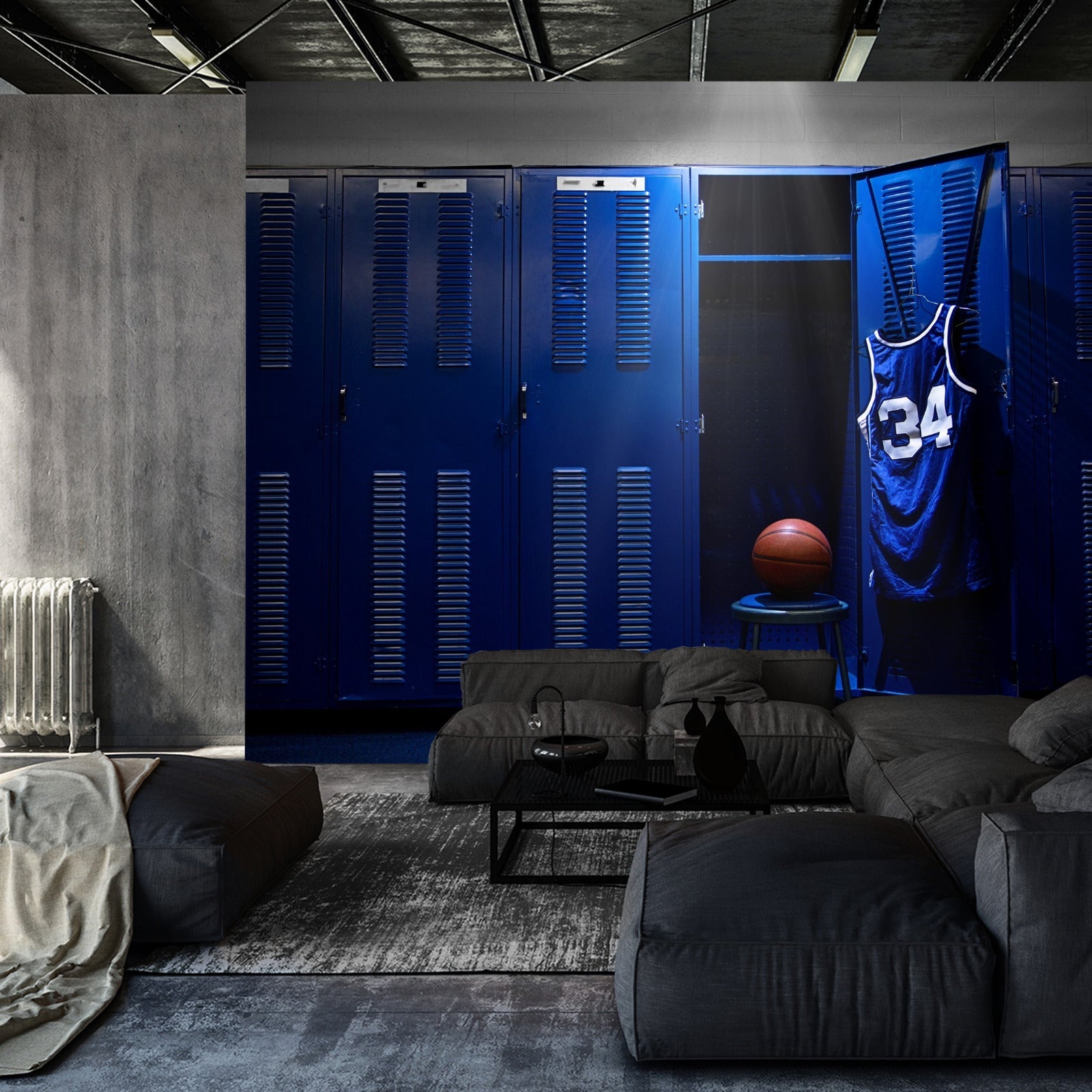 Fototapet Basketballlagets Garderobe