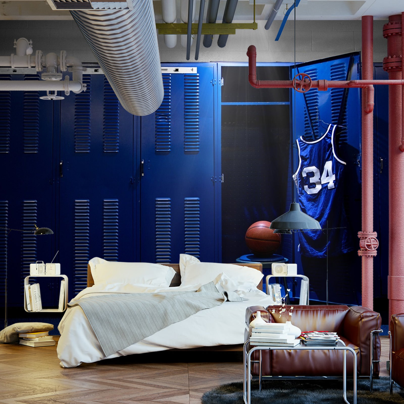 Fototapet Basketballlagets Garderobe