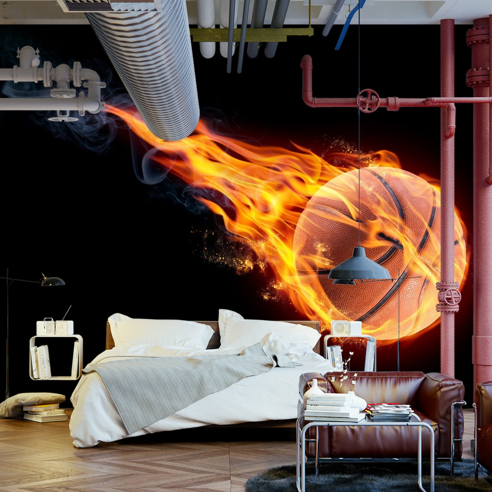 Fototapet Brennende Basketball