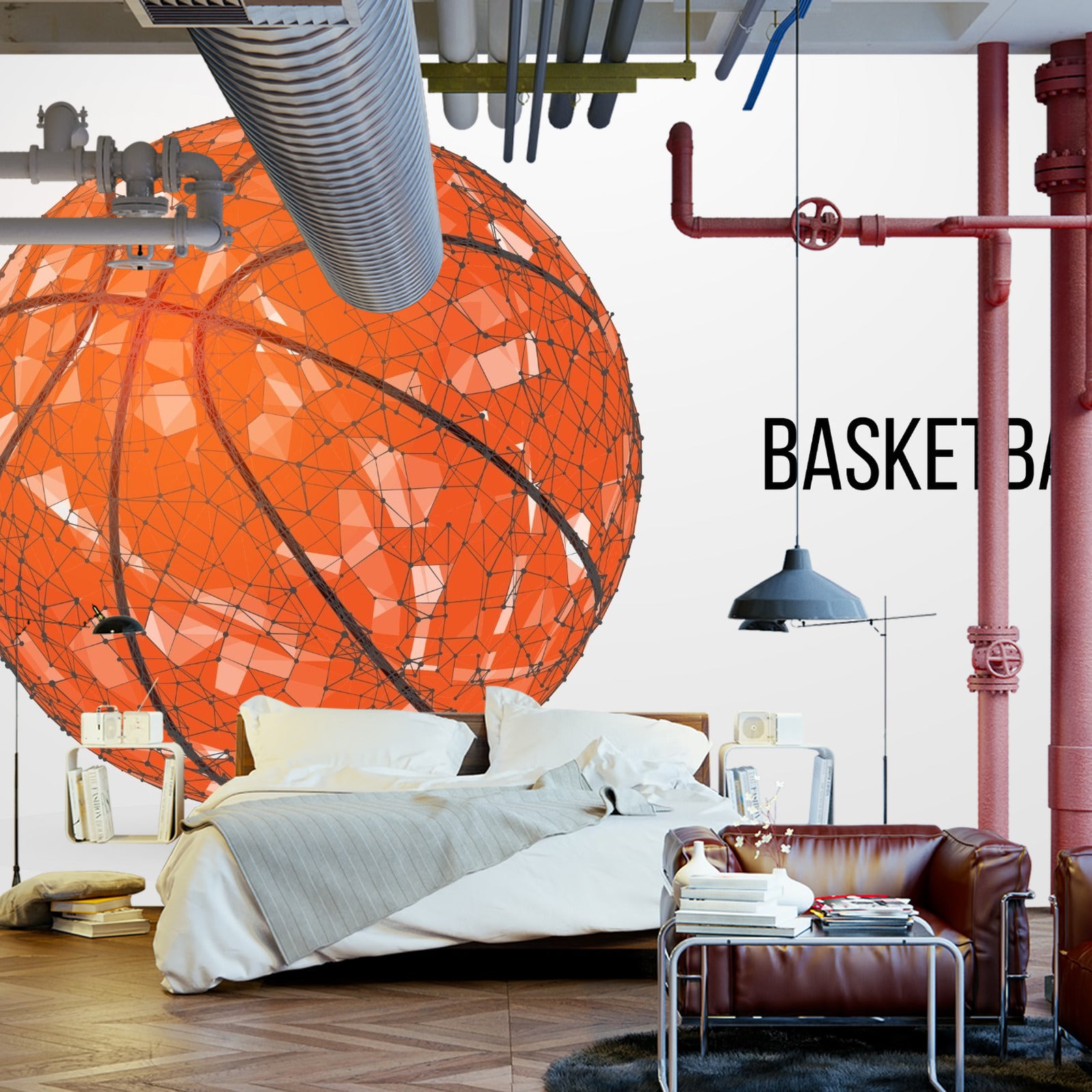 Fototapet Geometrisk Basketballball