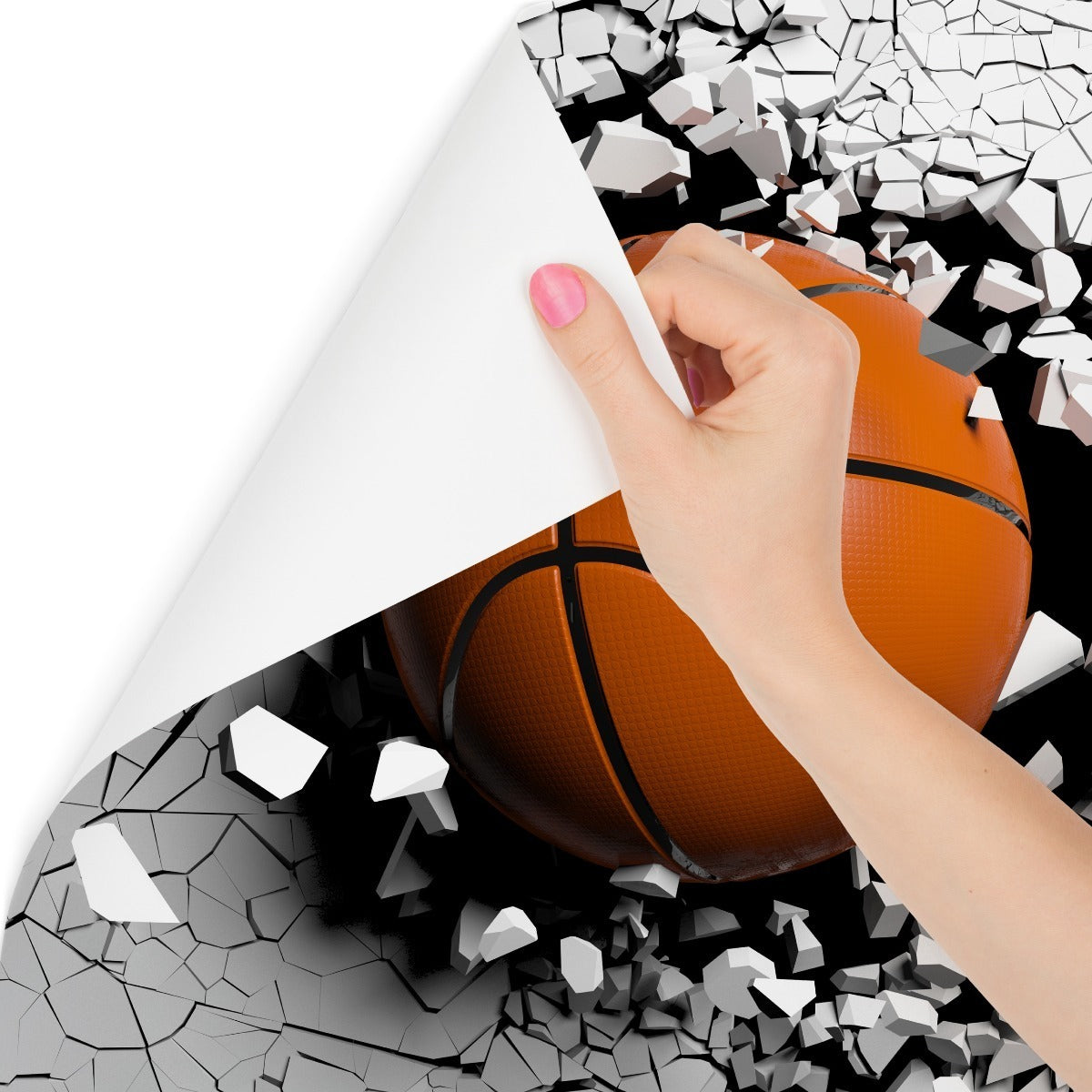 Fototapet Basketball Som Ødelegger Veggen