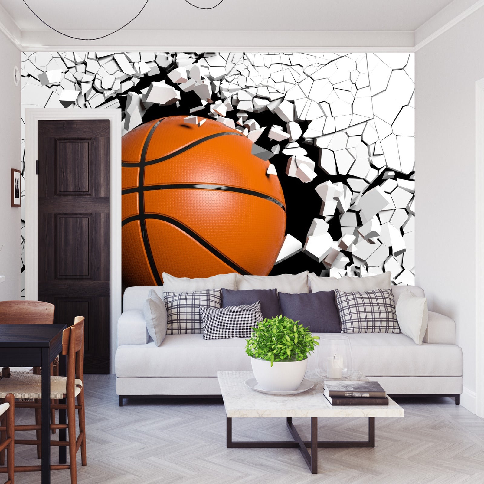 Fototapet Basketball Som Ødelegger Veggen