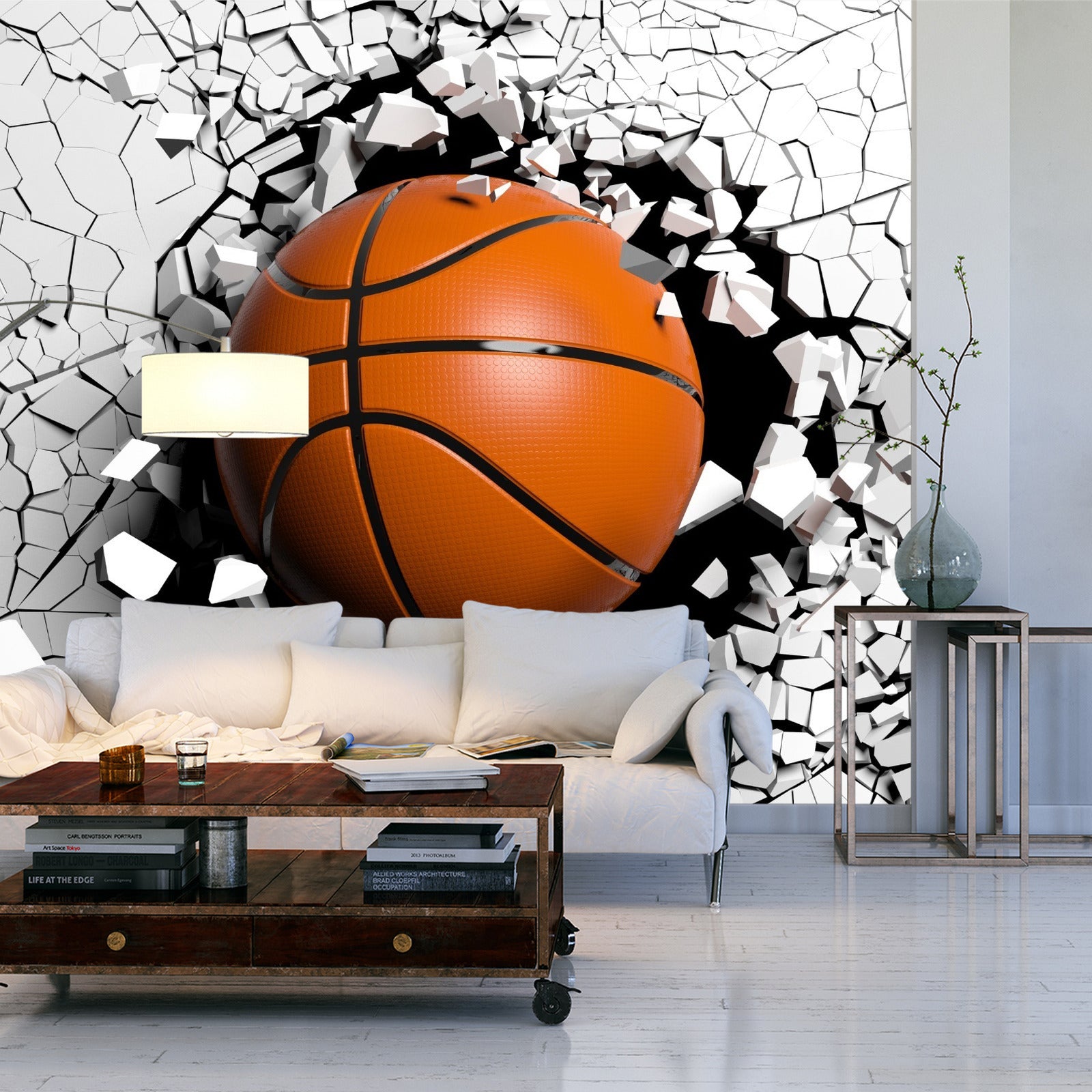 Fototapet Basketball Som Ødelegger Veggen