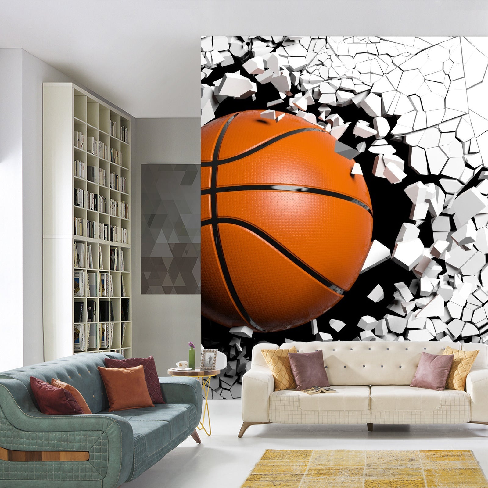 Fototapet Basketball Som Ødelegger Veggen