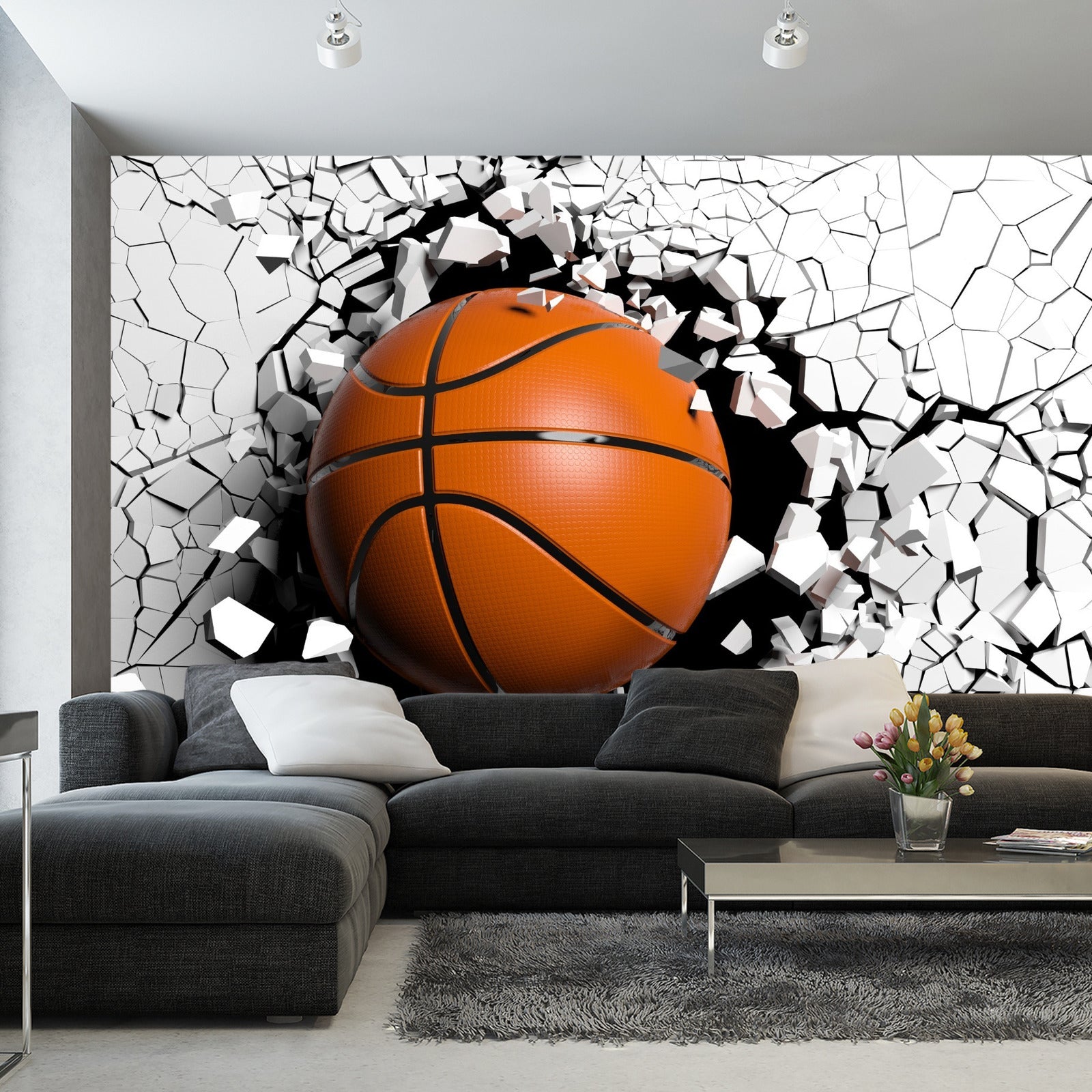 Fototapet Basketball Som Ødelegger Veggen