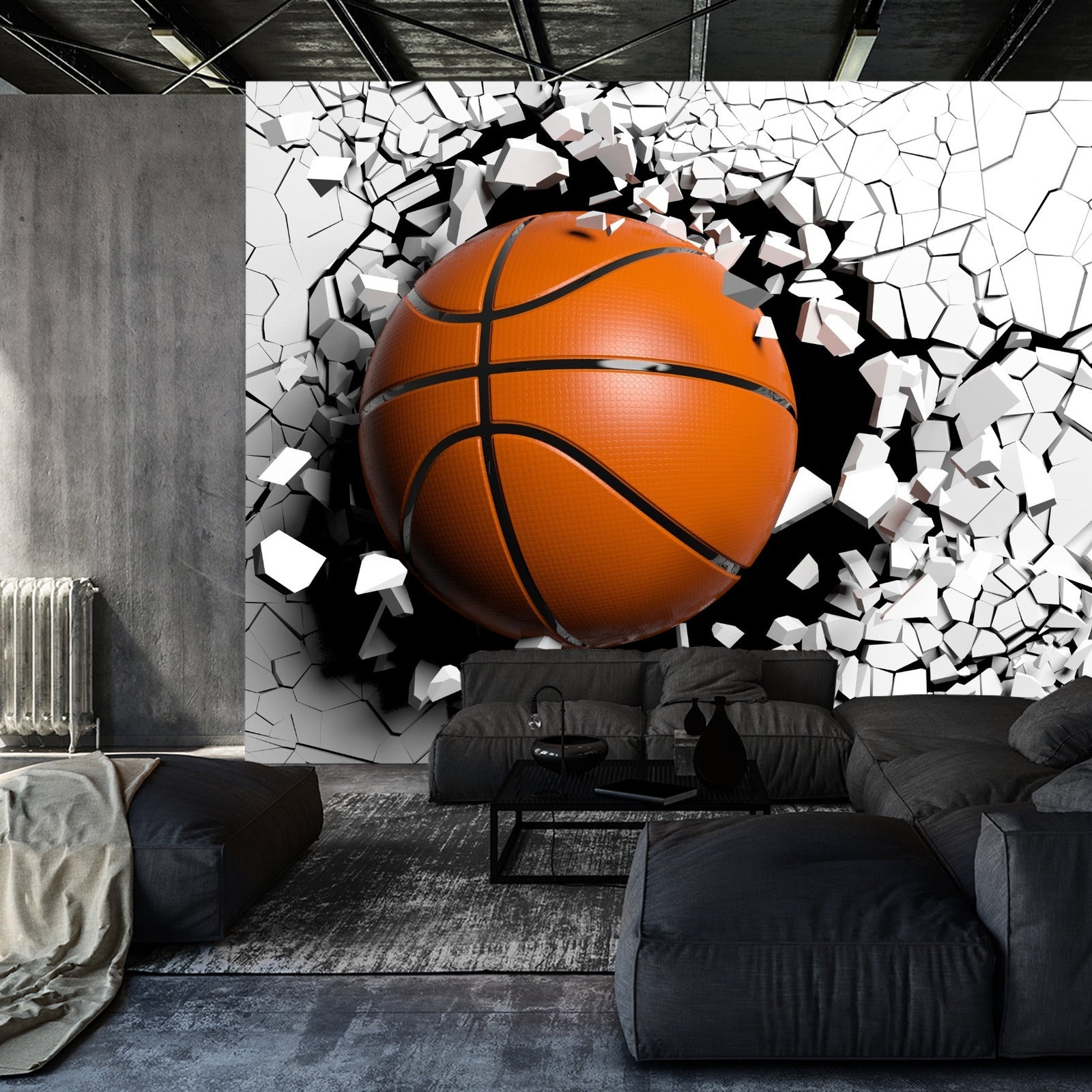 Fototapet Basketball Som Ødelegger Veggen