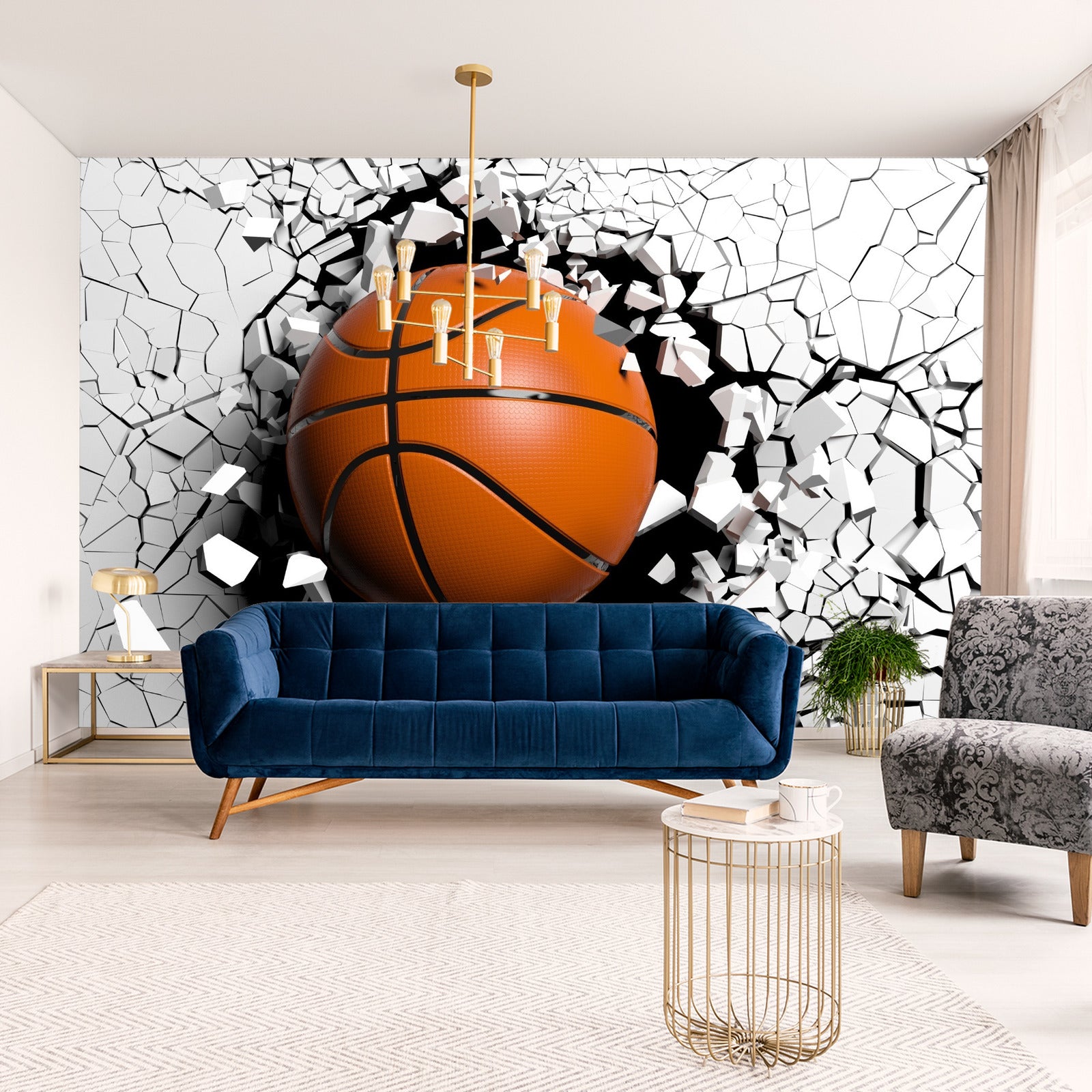 Fototapet Basketball Som Ødelegger Veggen