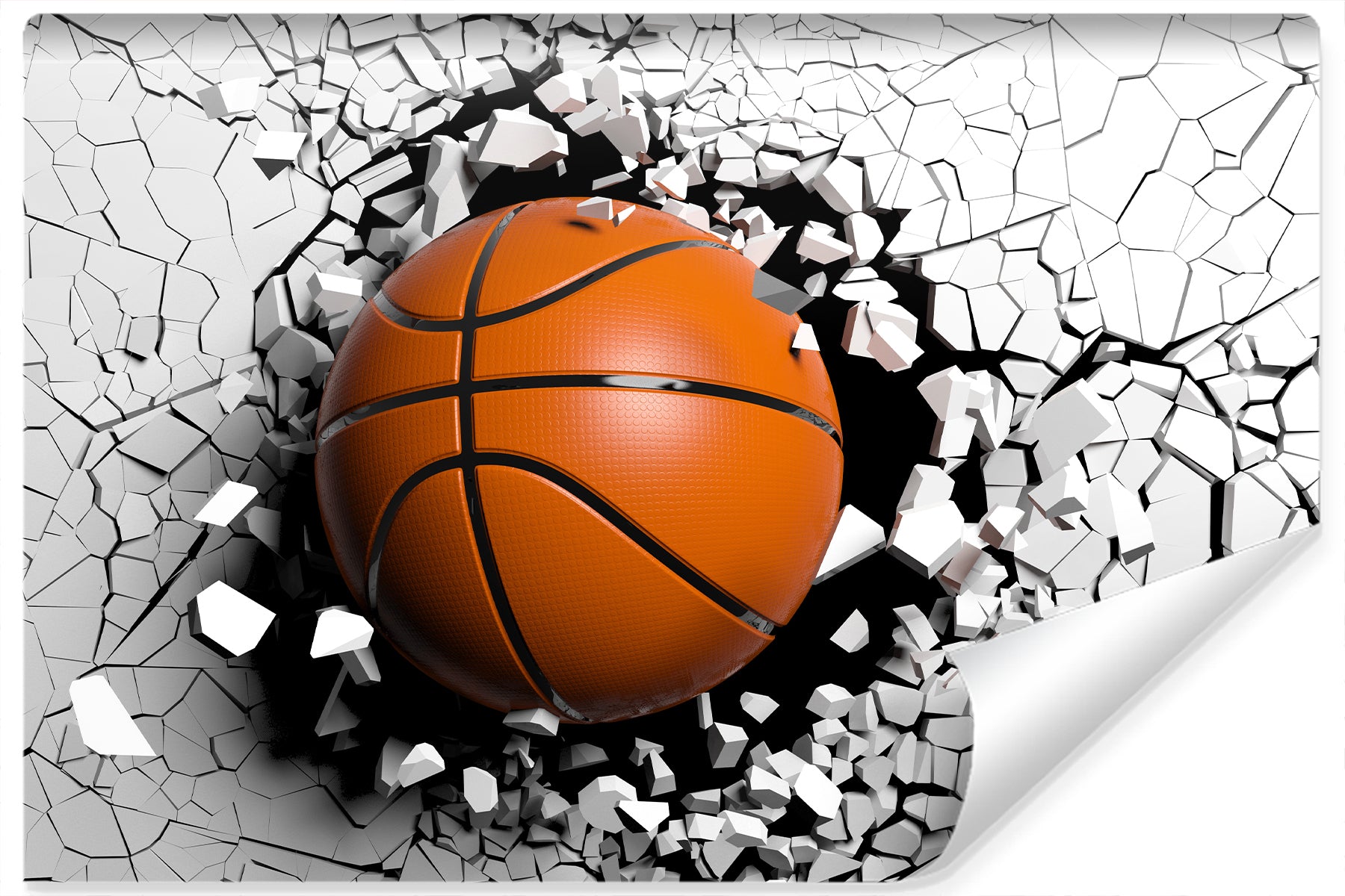 Fototapet Basketball Som Ødelegger Veggen