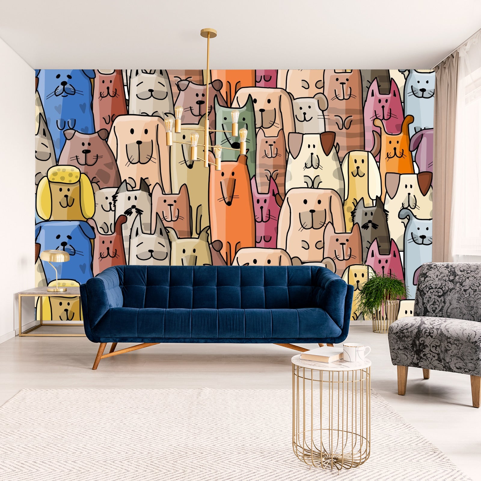 Fototapet Fargerike Tegneseriehunder