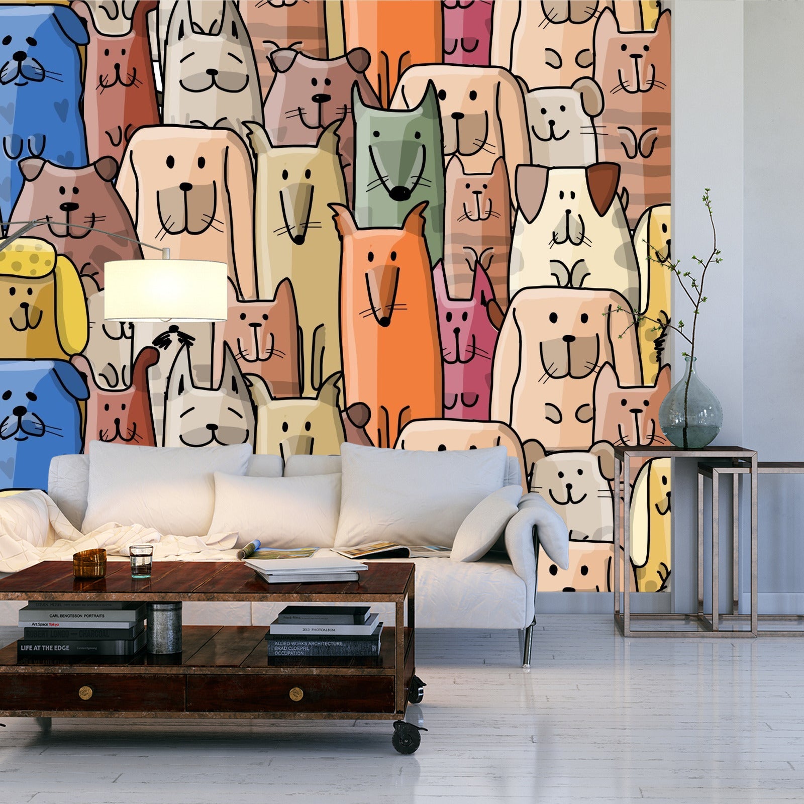 Fototapet Fargerike Tegneseriehunder