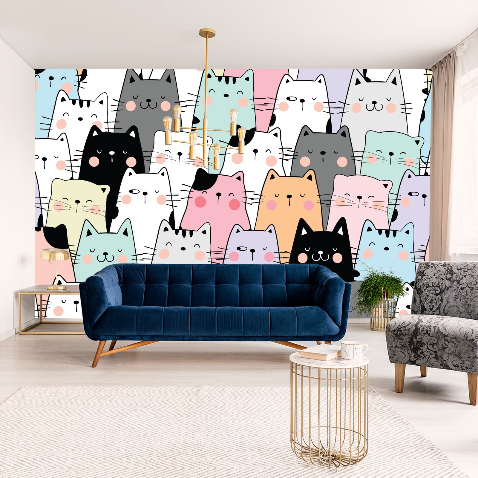 Fototapet Fargerike Tegneseriekatter